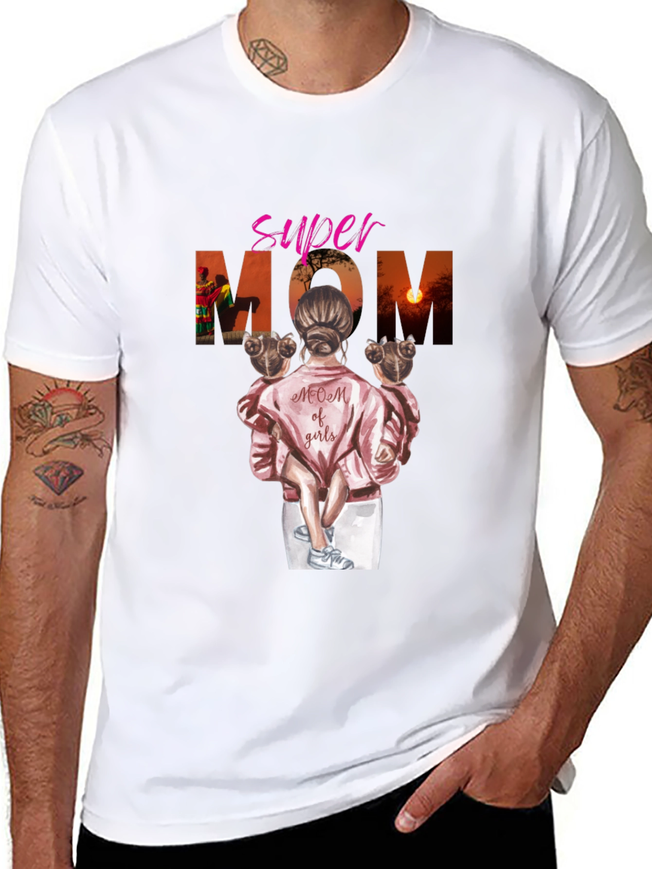 Super Mom of Girls Graphic T-Shirt