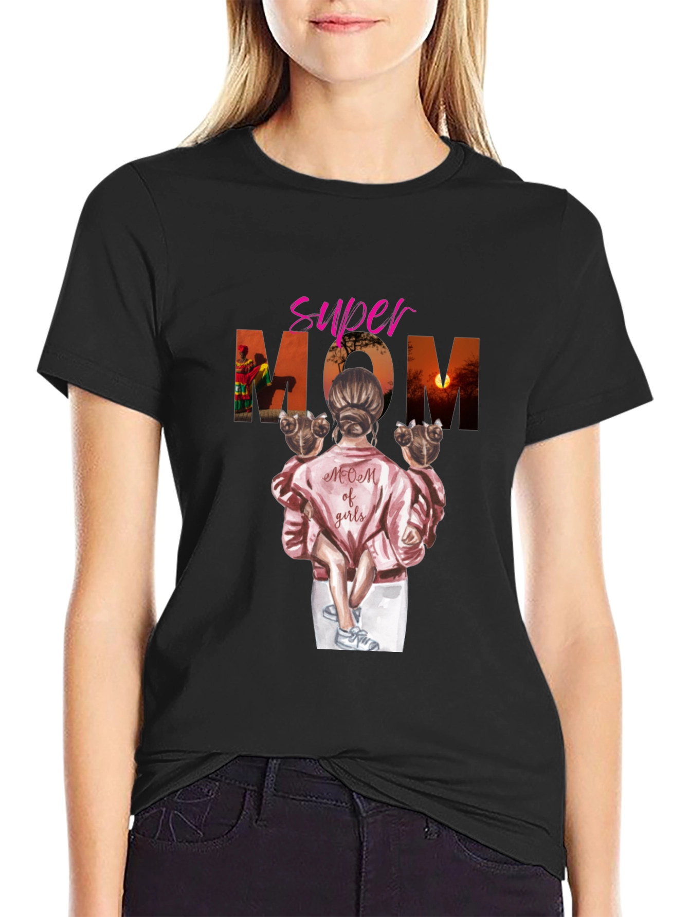 Super Mom of Girls Graphic T-Shirt