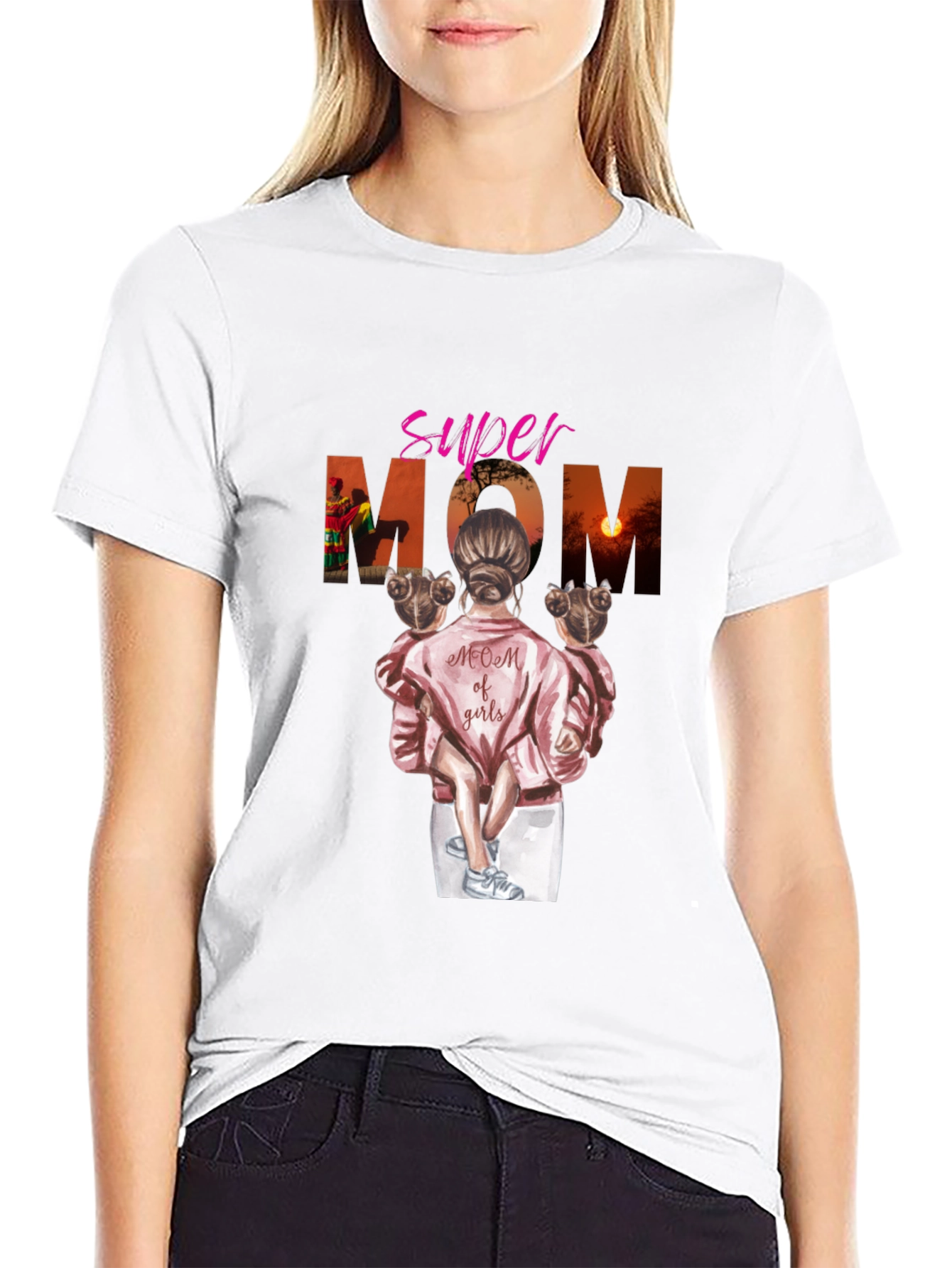Super Mom of Girls Graphic T-Shirt