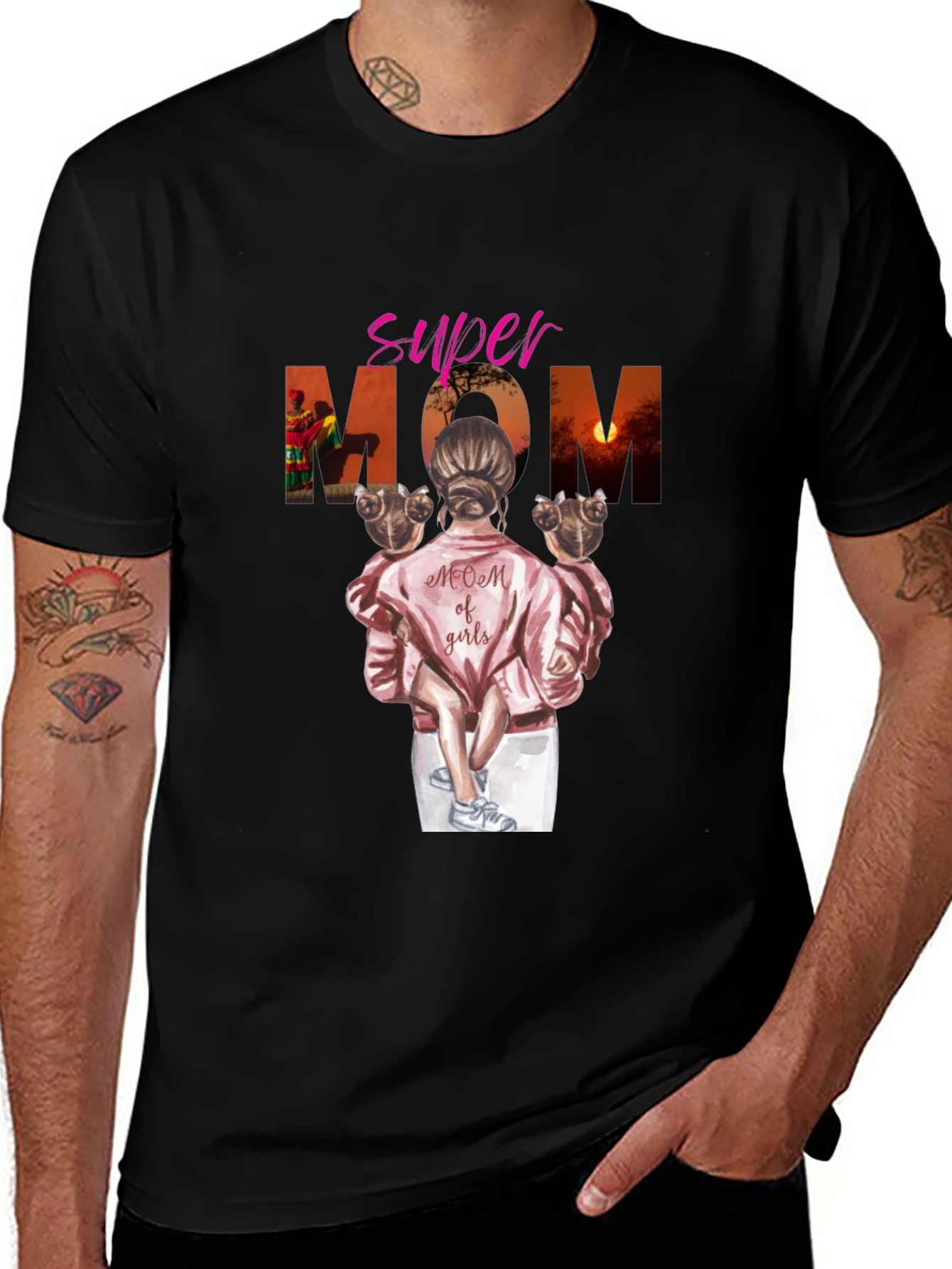 Super Mom of Girls Graphic T-Shirt