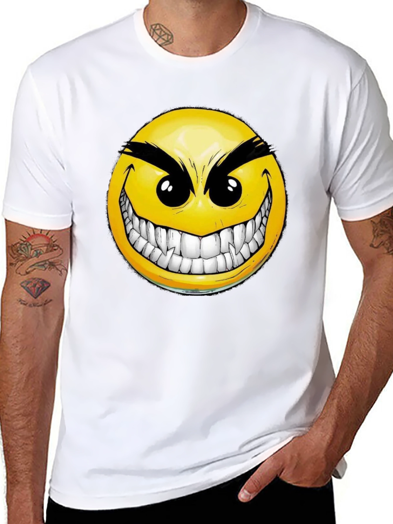 Evil Grin Smiley Face Graphic T-Shirt