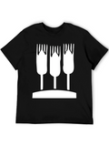 Abstract Wheat Graphic Black T-Shirt