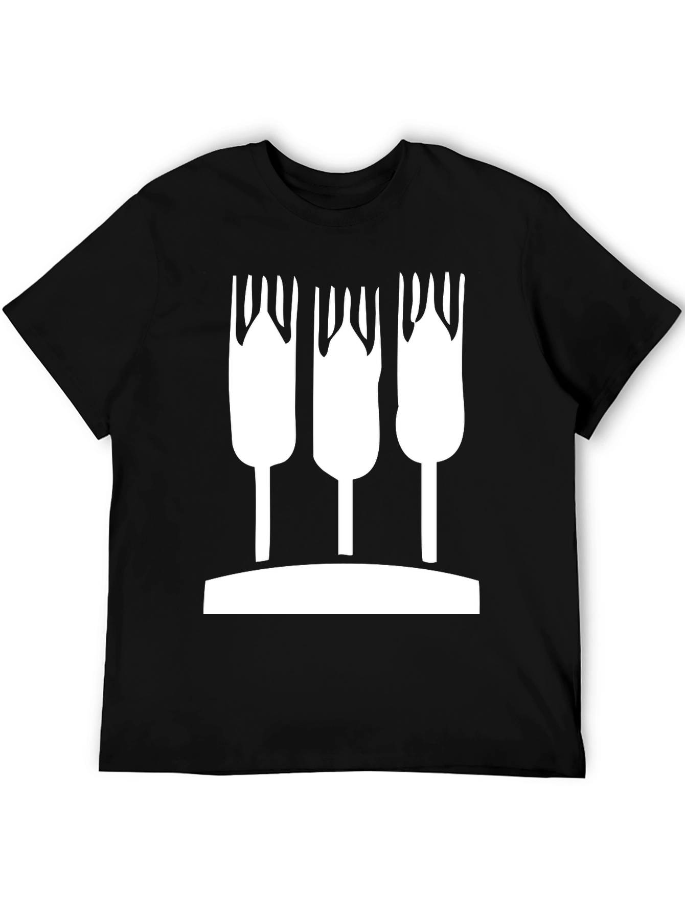 Abstract Wheat Graphic Black T-Shirt