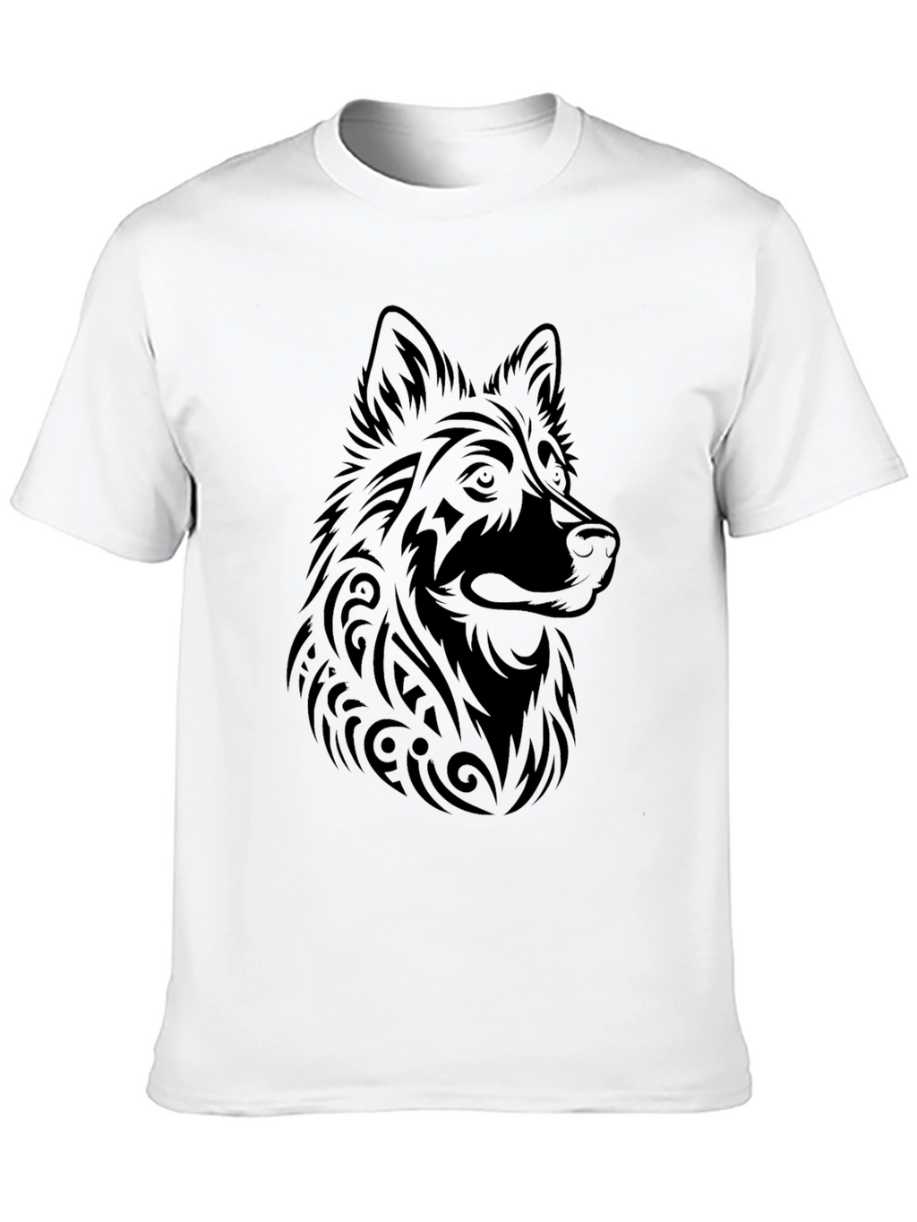 Tribal Wolf Graphic Tee - Mens Black T-Shirt