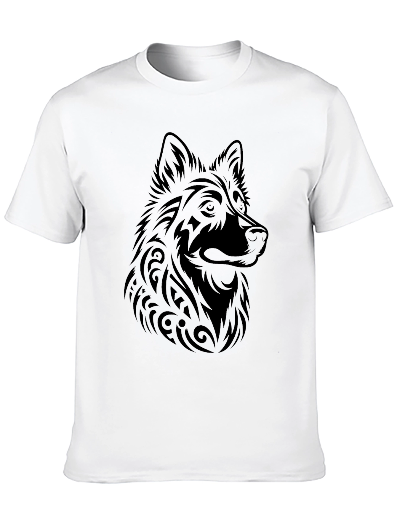 Tribal Wolf Graphic Tee - Mens Black T-Shirt