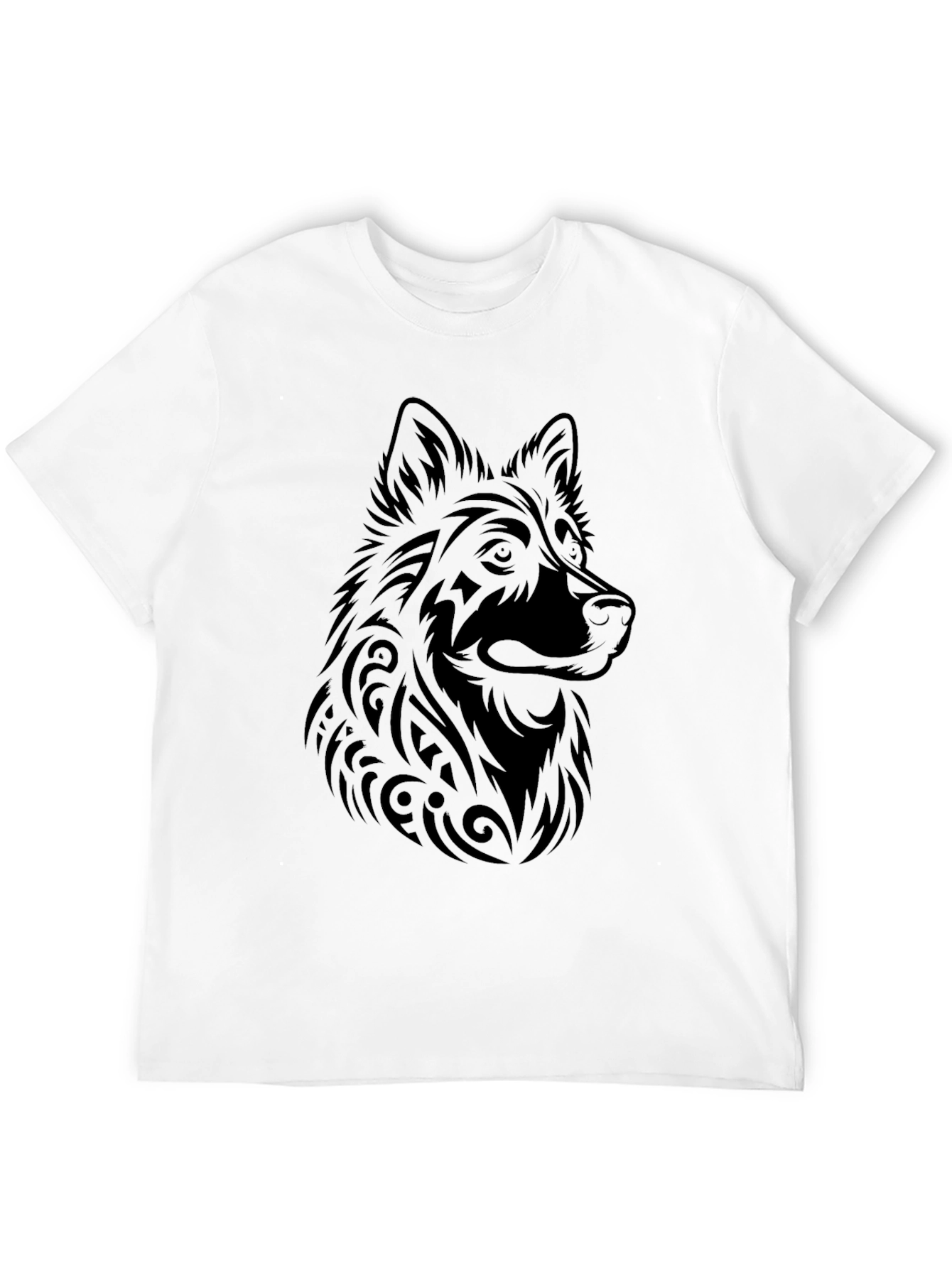 Tribal Wolf Graphic Tee - Mens Black T-Shirt