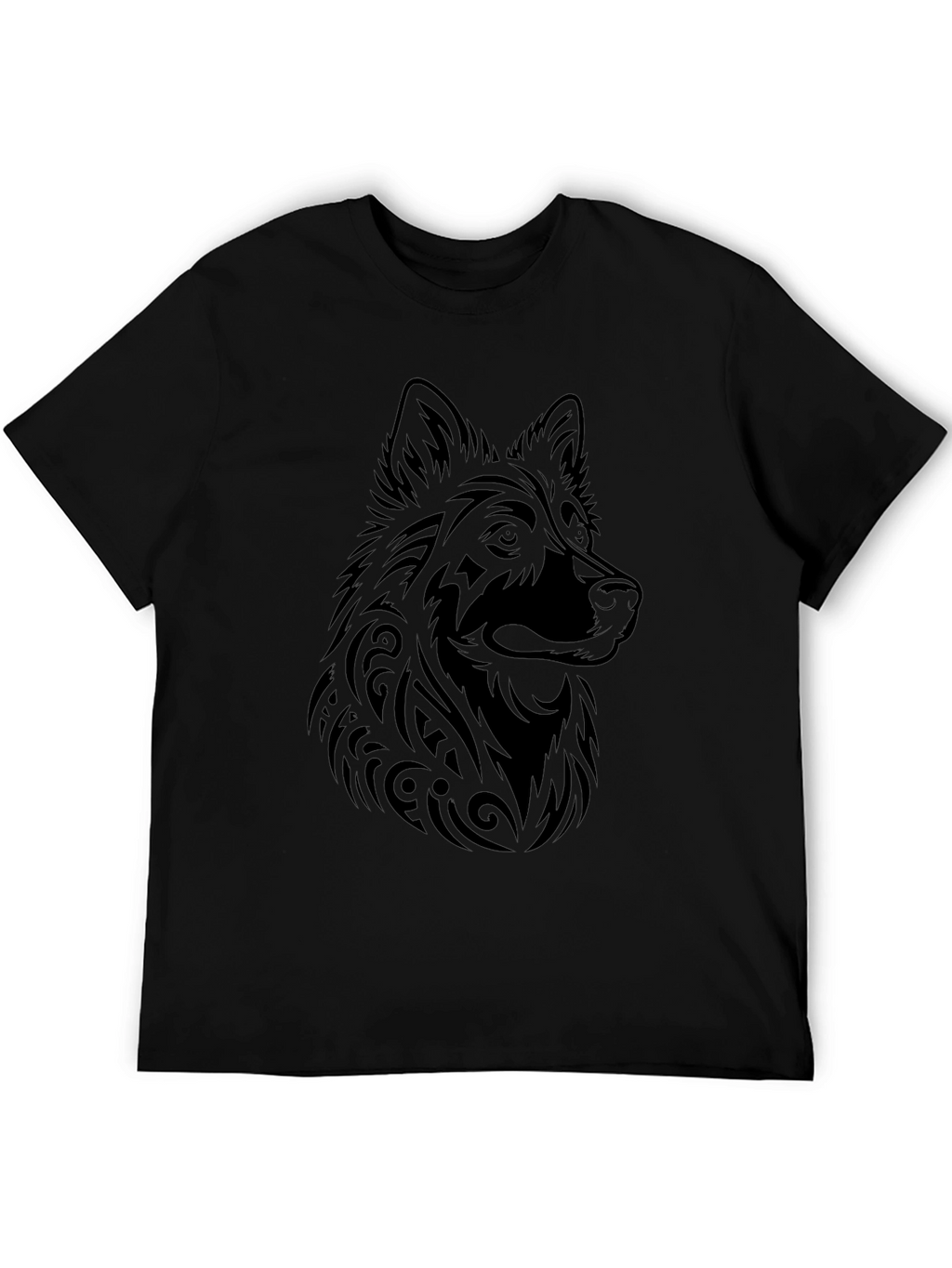 Tribal Wolf Graphic Tee - Mens Black T-Shirt