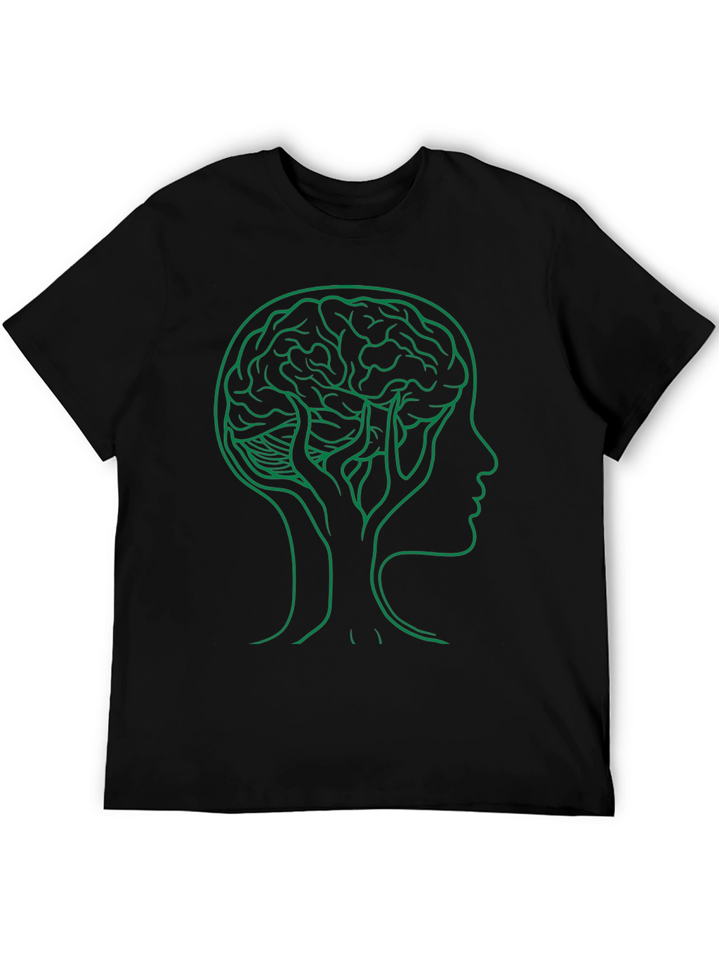 Brain Tree Graphic Tee - Black Cotton Crew Neck