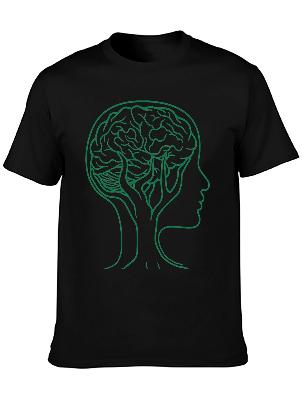 Brain Tree Graphic Tee - Black Cotton Crew Neck