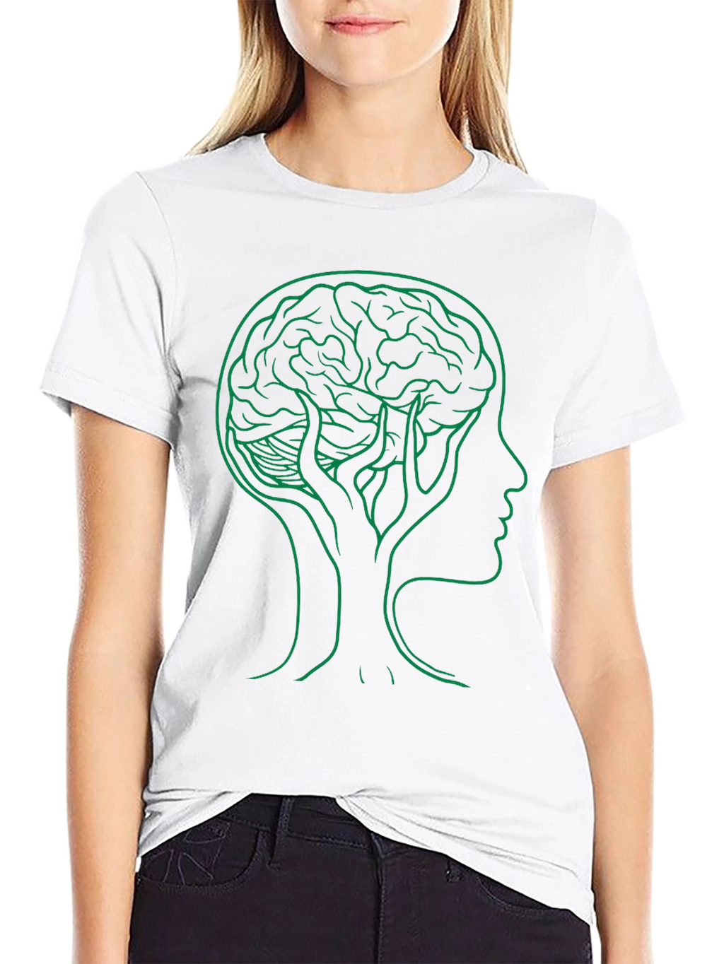 Brain Tree Graphic Tee - Black Cotton Crew Neck