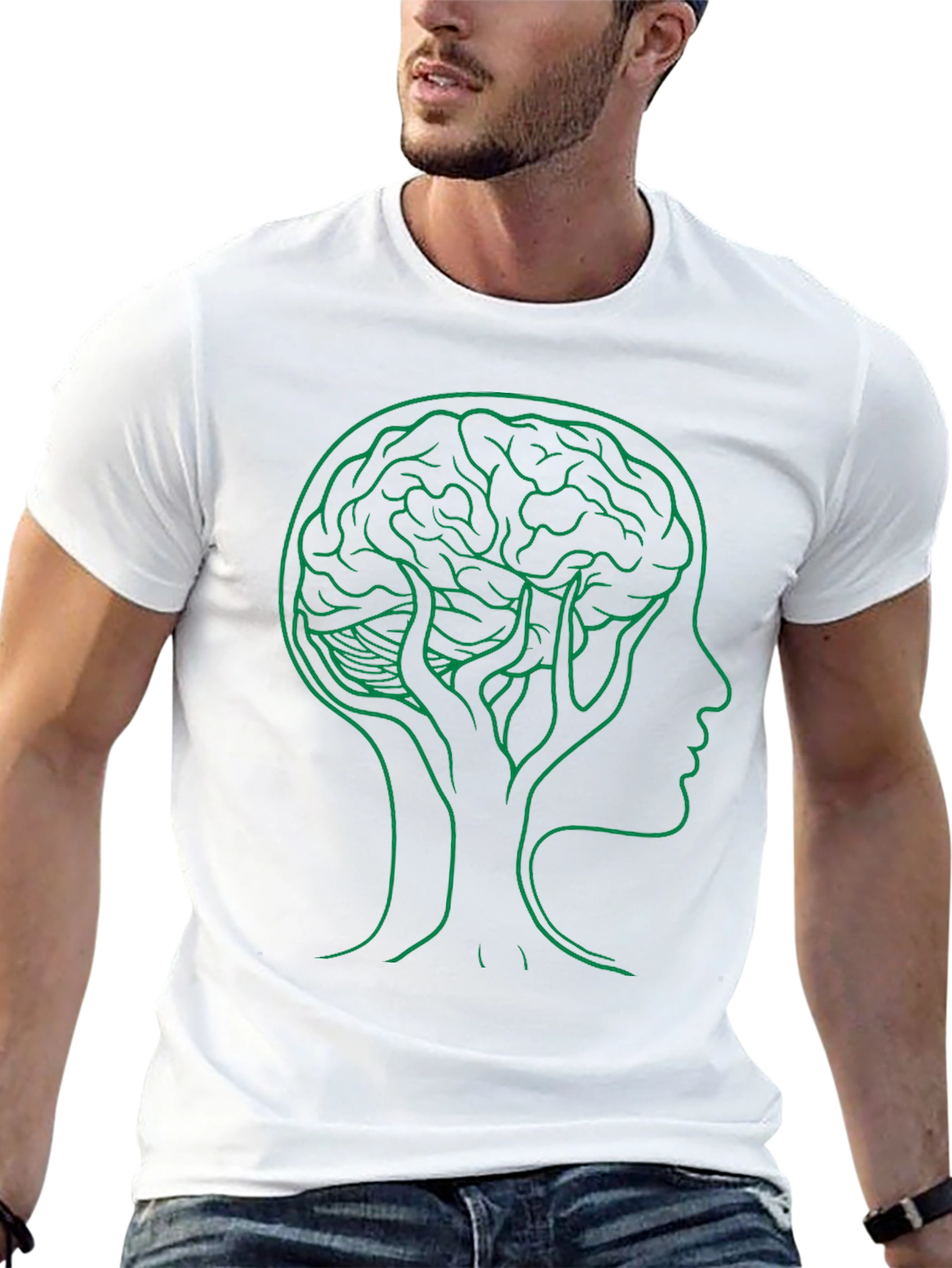 Brain Tree Graphic Tee - Black Cotton Crew Neck