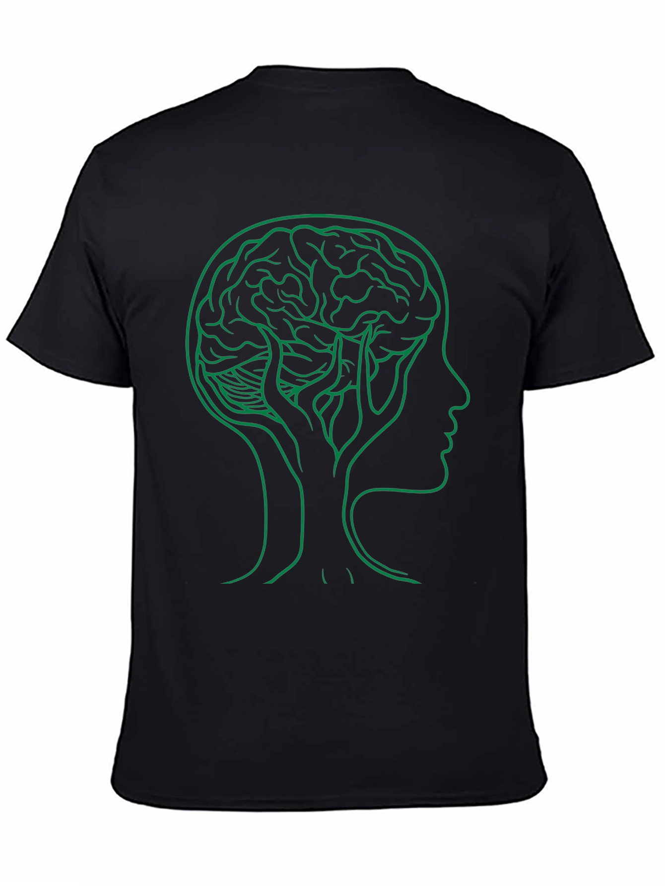 Brain Tree Graphic Tee - Black Cotton Crew Neck