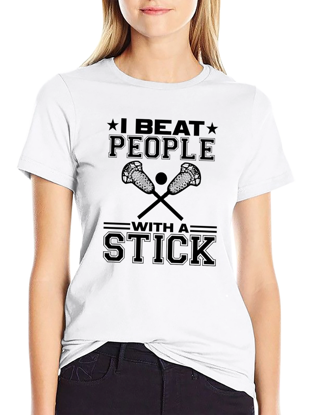 I Beat People with a Stick Black T-Shirt