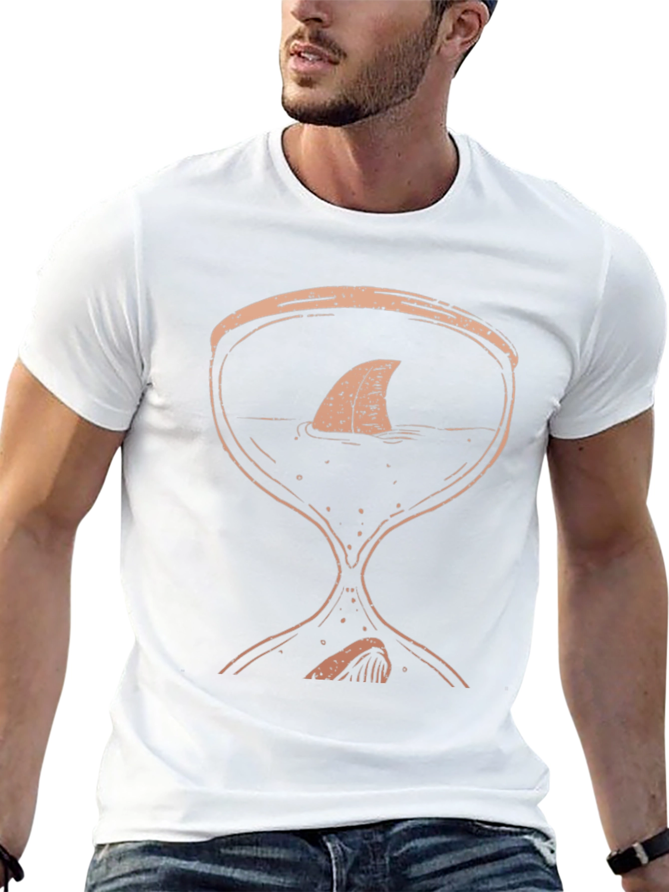 Shark Hourglass Graphic Tee - Unique Black T-Shirt