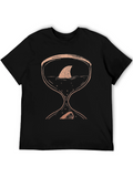 Shark Hourglass Graphic Tee - Unique Black T-Shirt