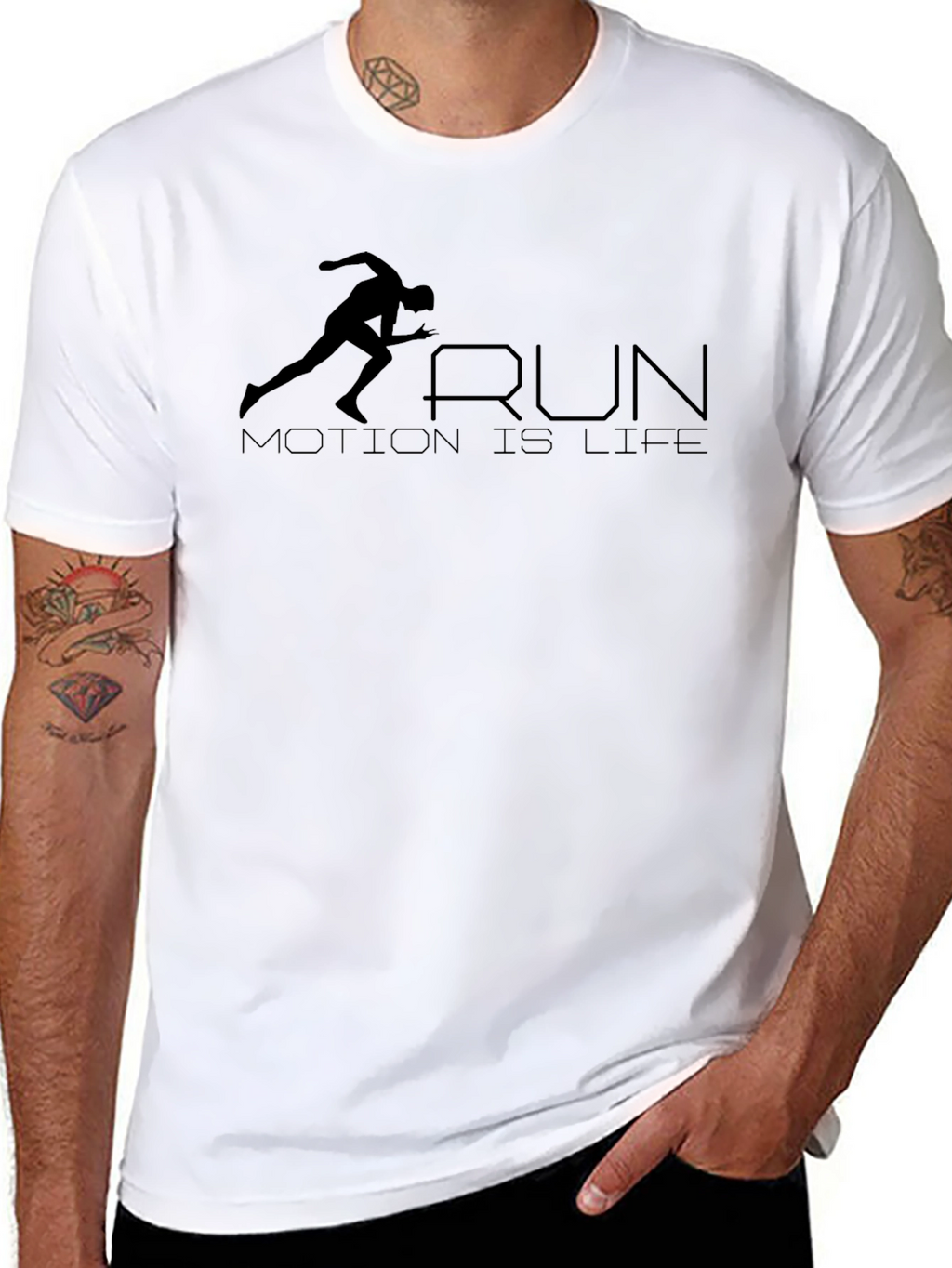 Run Motion Is Life Graphic Tee - Black