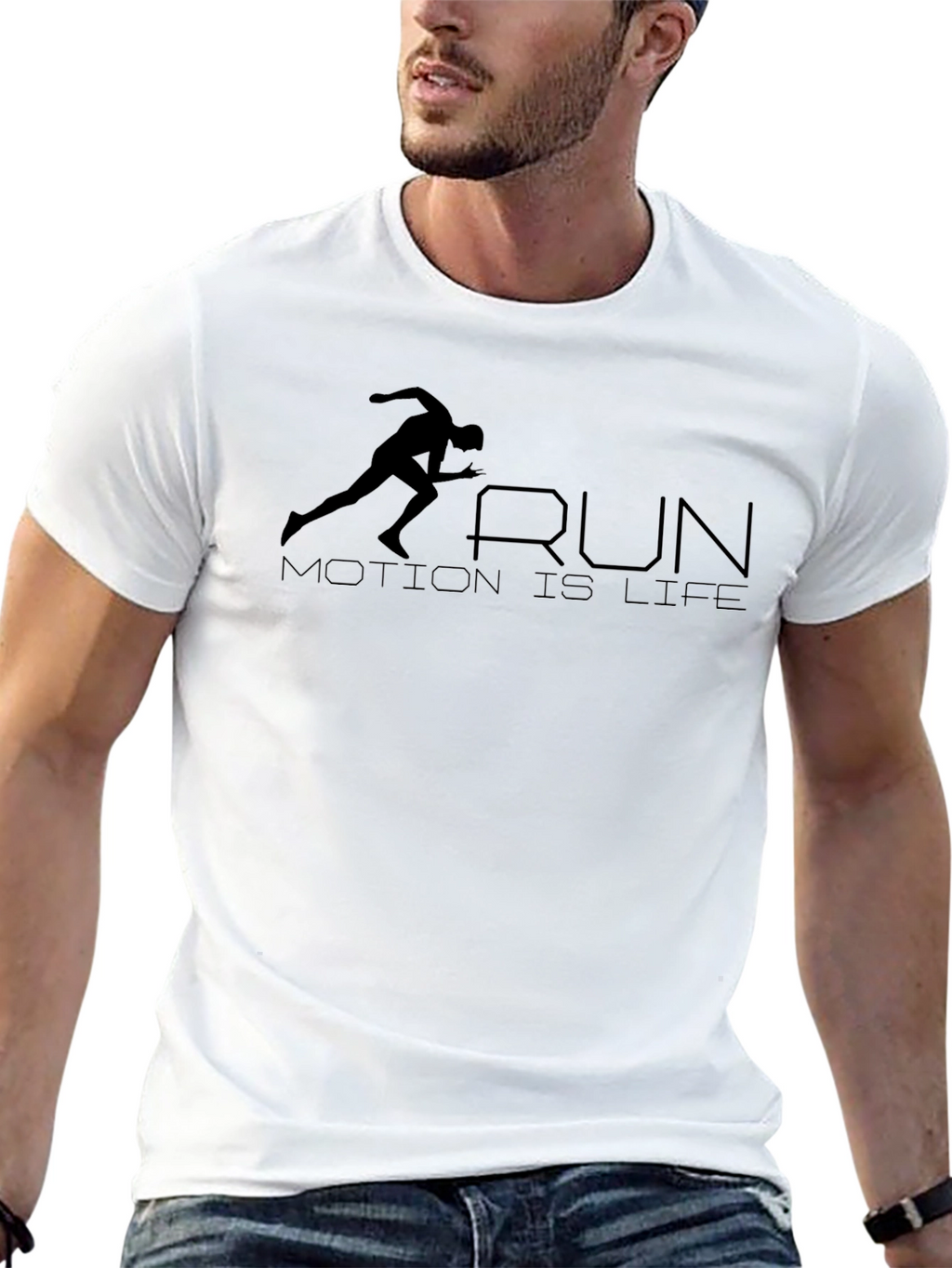 Run Motion Is Life Graphic Tee - Black