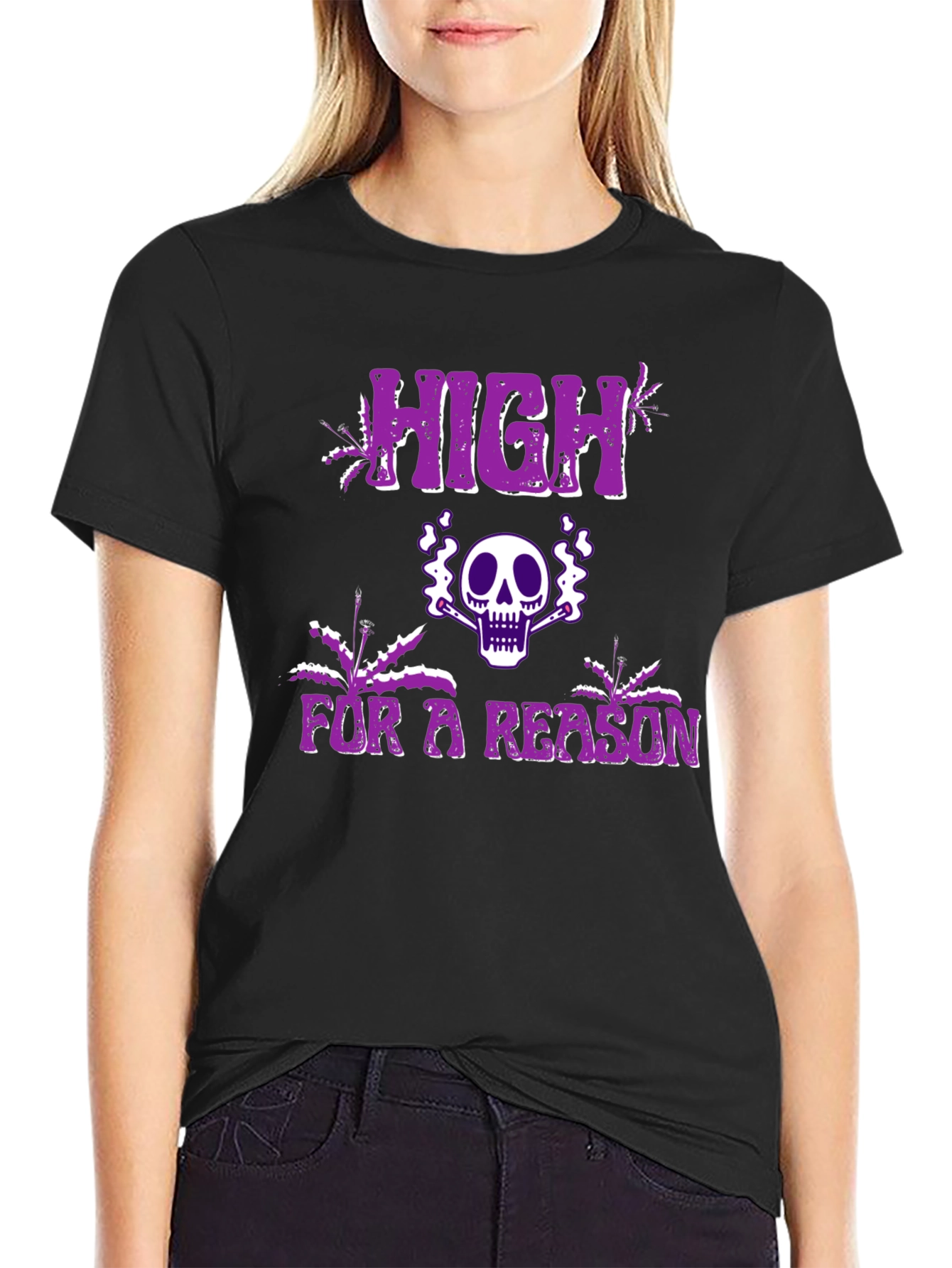 High For A Reason Graphic Tee - Black