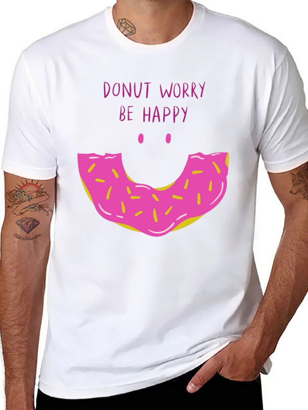 Donut Worry Be Happy Graphic T-Shirt