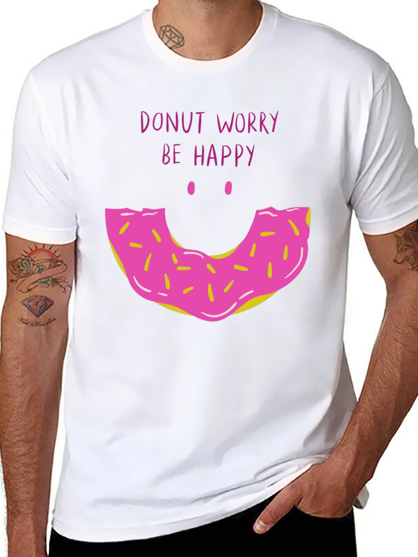 Donut Worry Be Happy Graphic T-Shirt