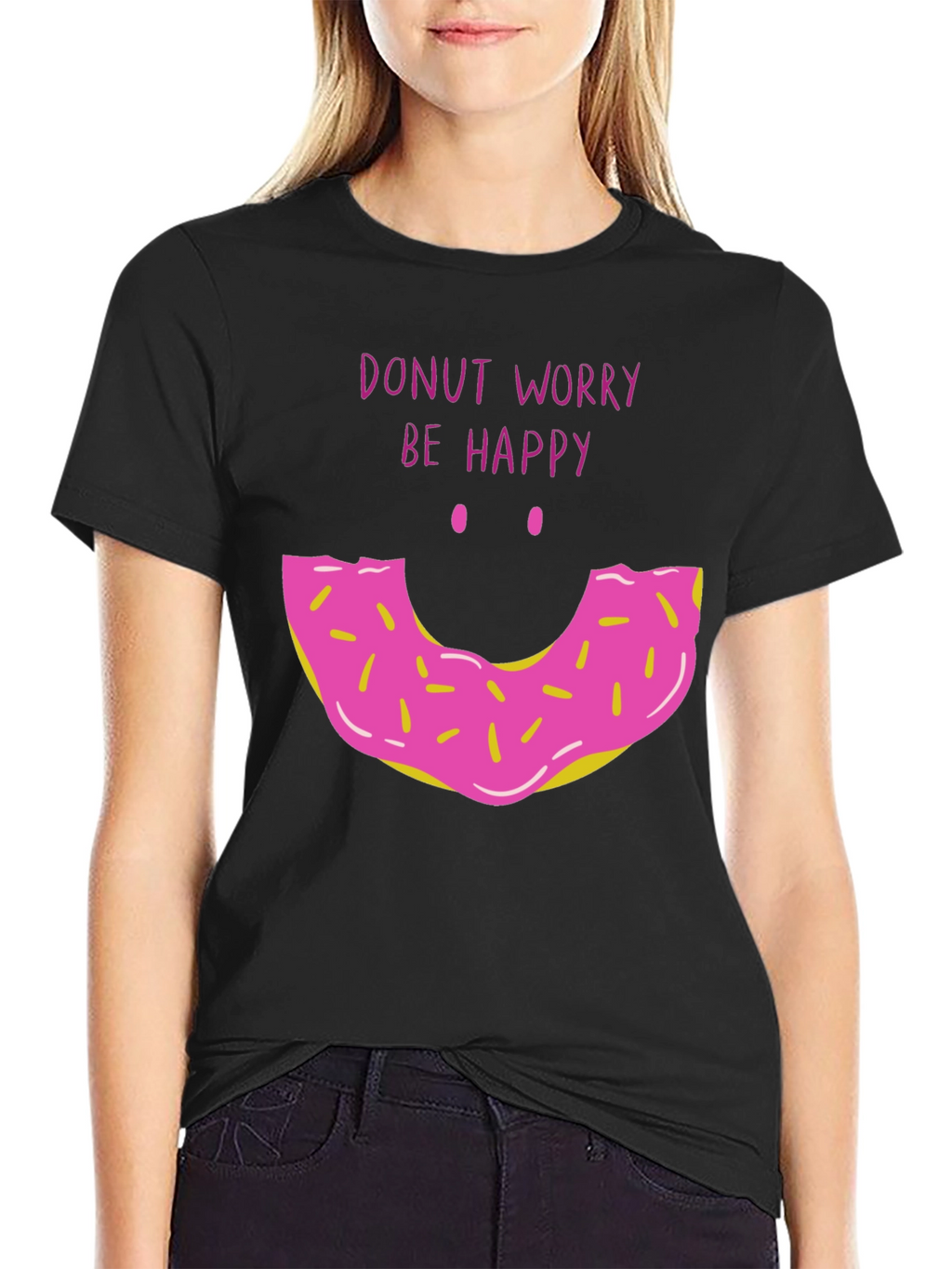 Donut Worry Be Happy Graphic T-Shirt