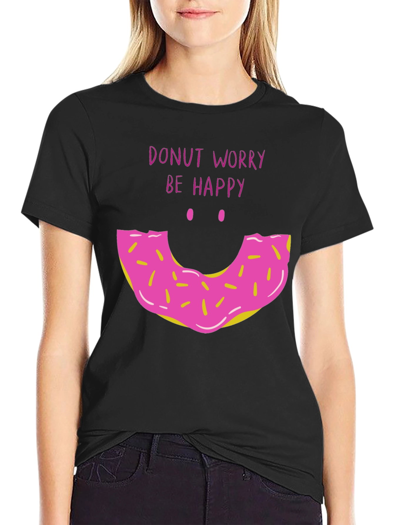 Donut Worry Be Happy Graphic T-Shirt