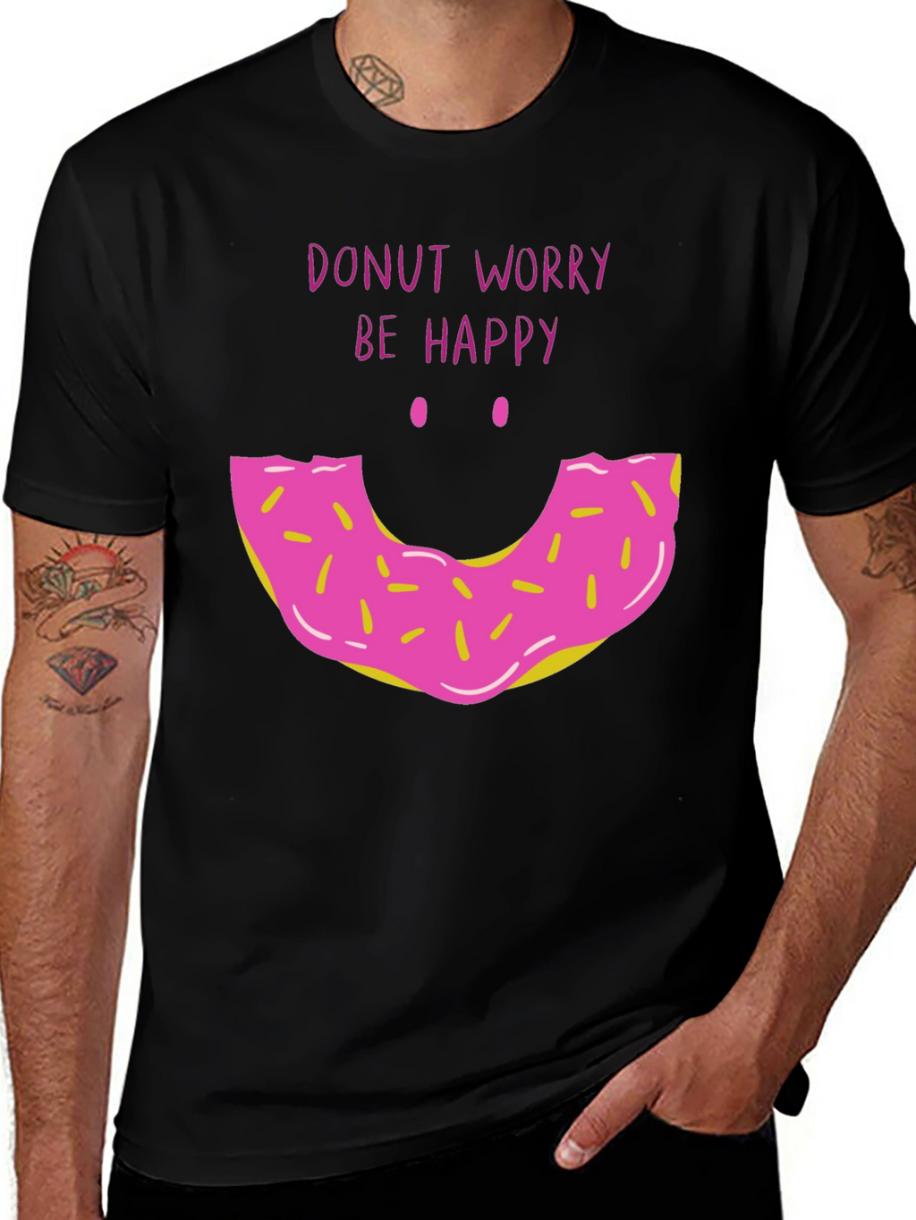 Donut Worry Be Happy Graphic T-Shirt