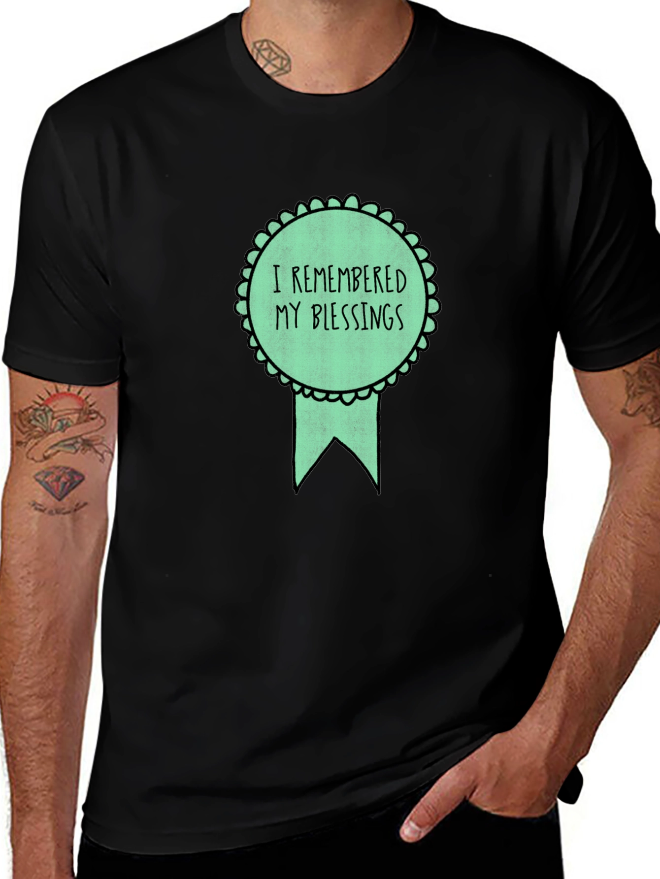 Remembered Blessings Graphic Tee - Black Cotton Blend