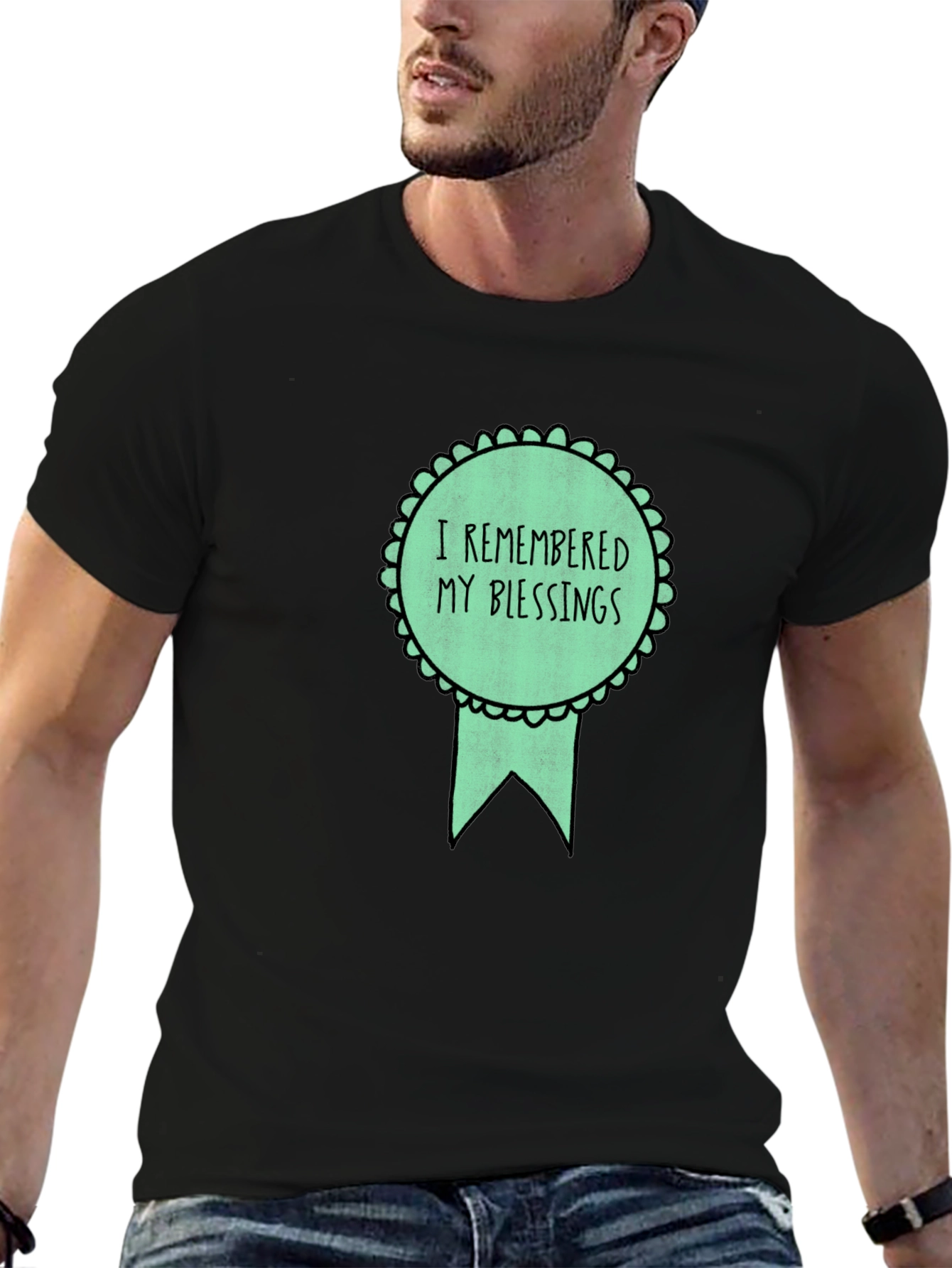 Remembered Blessings Graphic Tee - Black Cotton Blend
