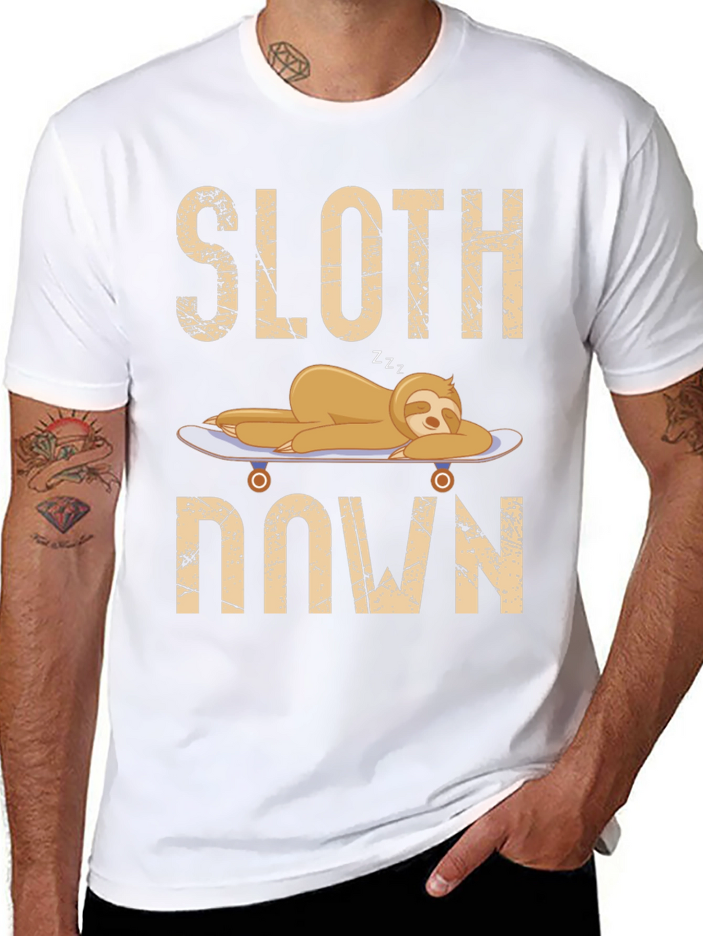 Sloth Down Skateboard Graphic Tee