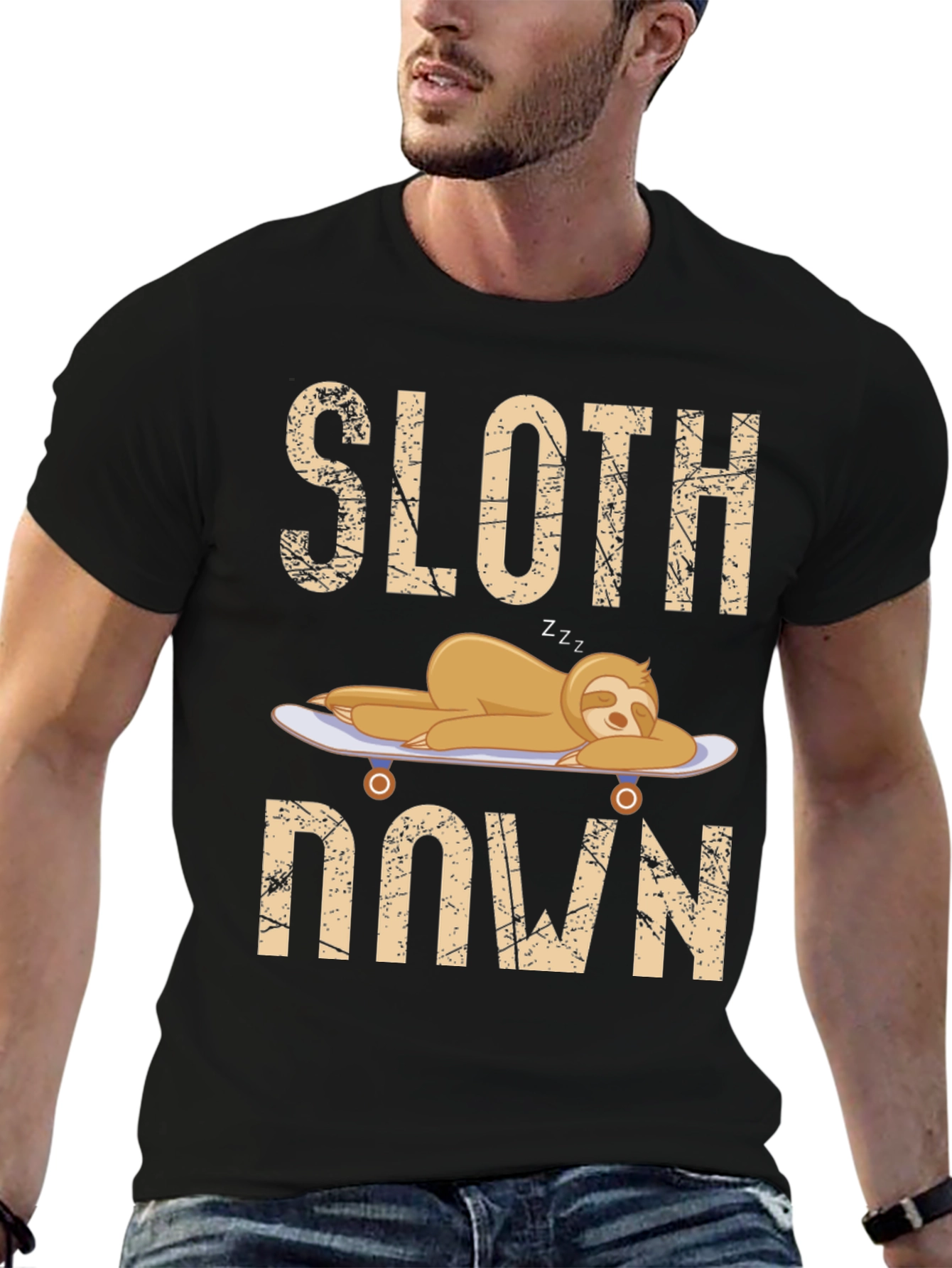 Sloth Down Skateboard Graphic Tee