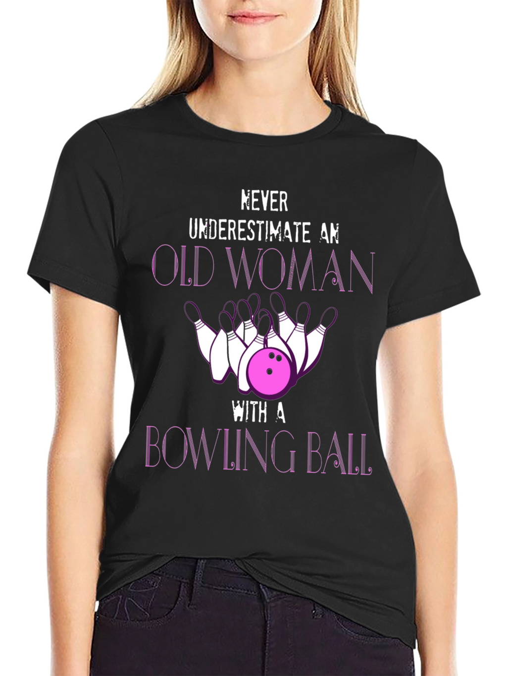 Funny Bowling Old Woman T-Shirt