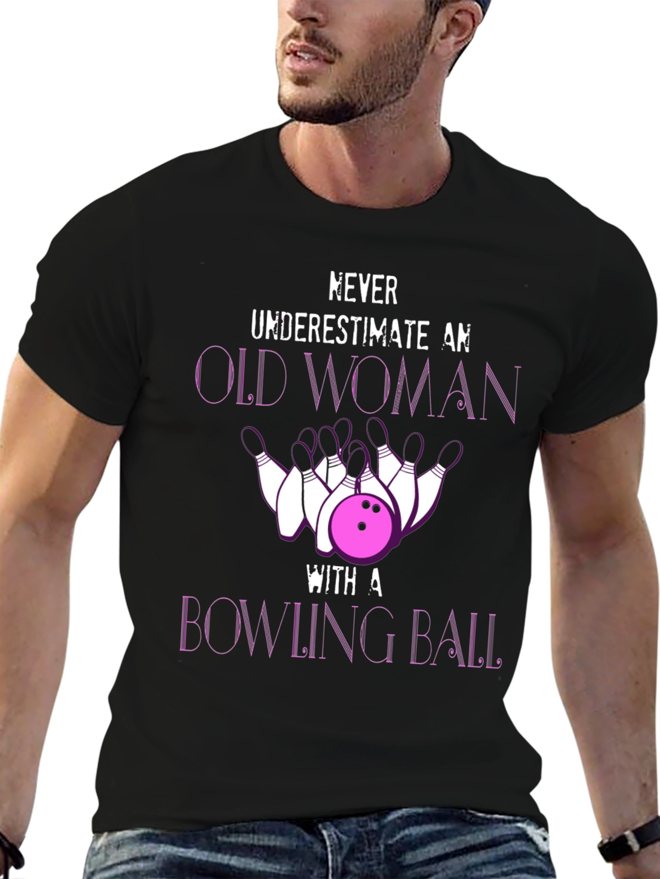Funny Bowling Old Woman T-Shirt