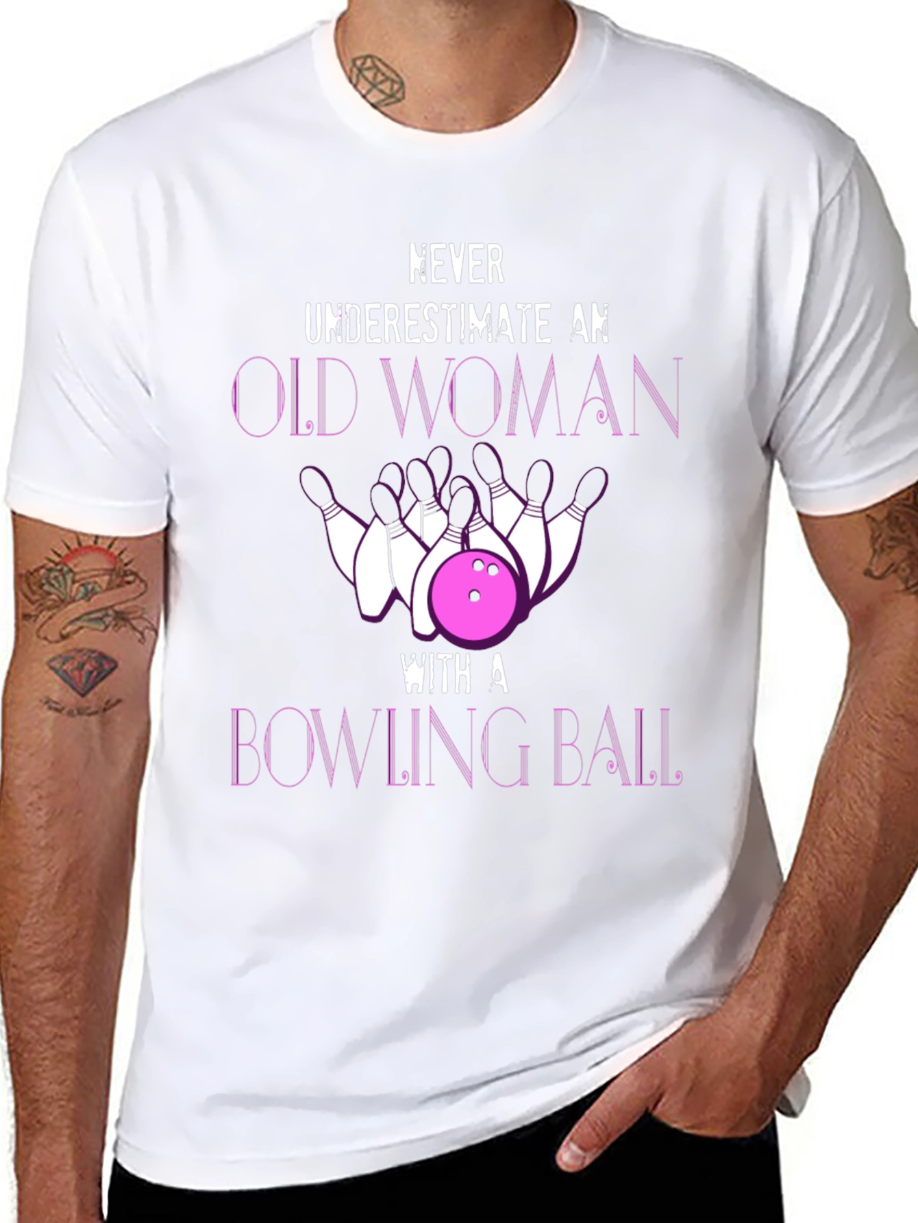 Funny Bowling Old Woman T-Shirt
