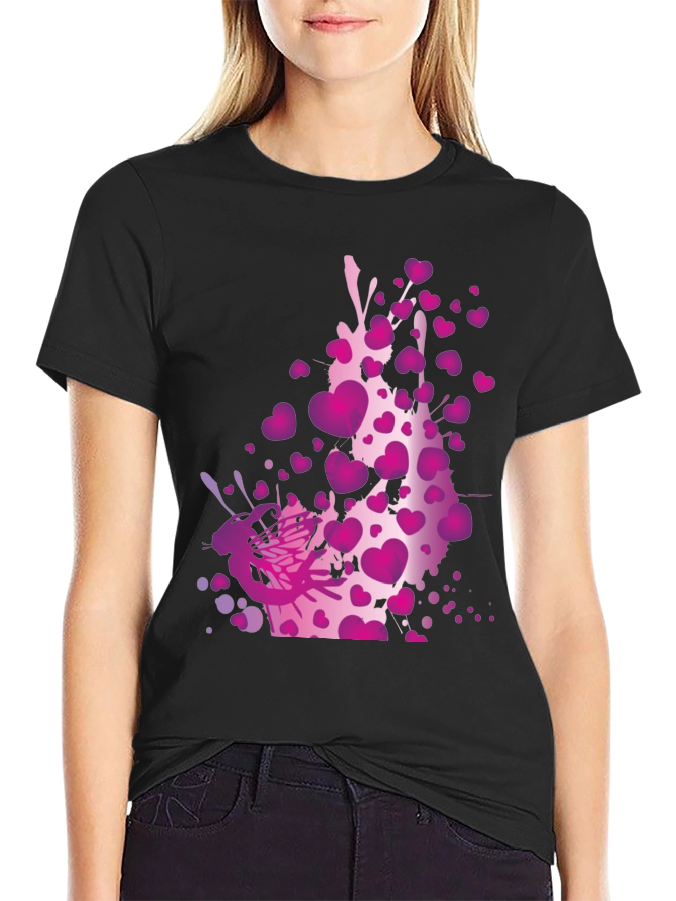 Heart Splash Graphic Tee - Black