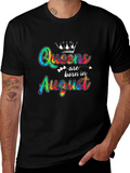 Queens Born In August Black T-Shirt