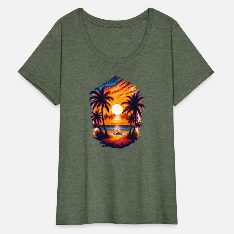 illustration sunset on the beach