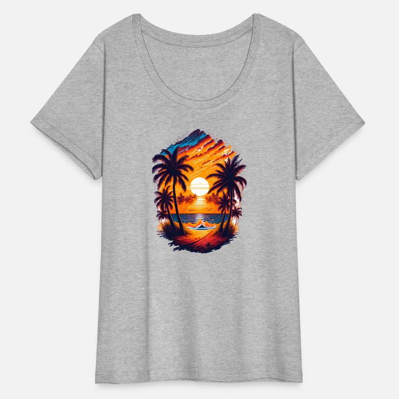 illustration sunset on the beach