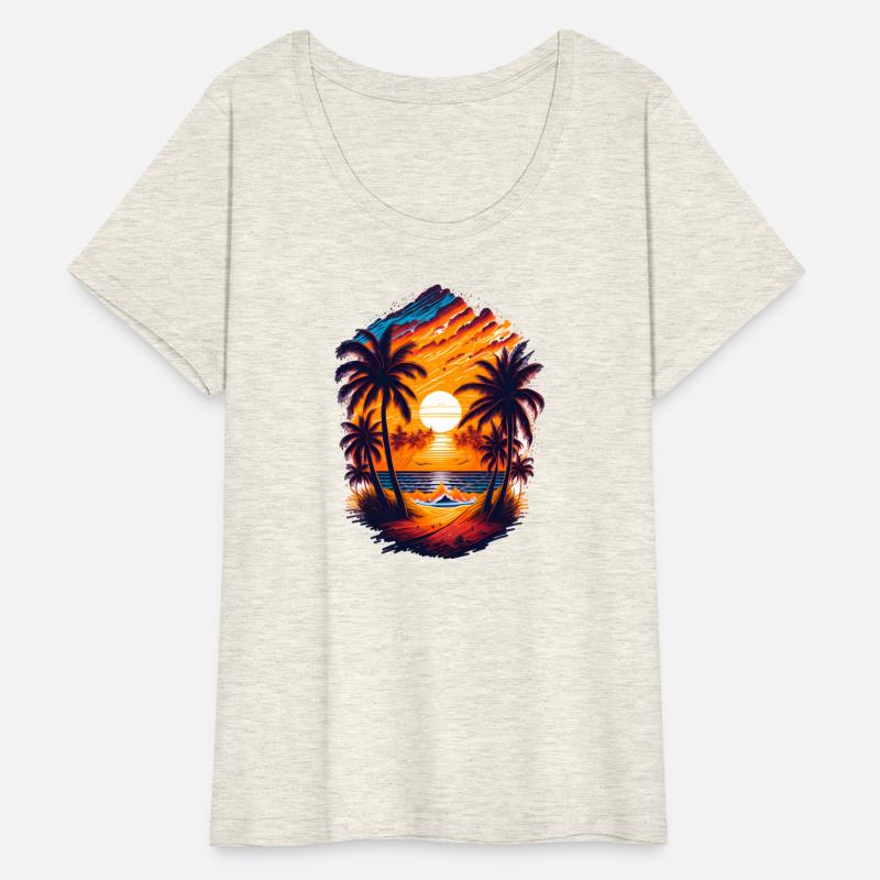 illustration sunset on the beach