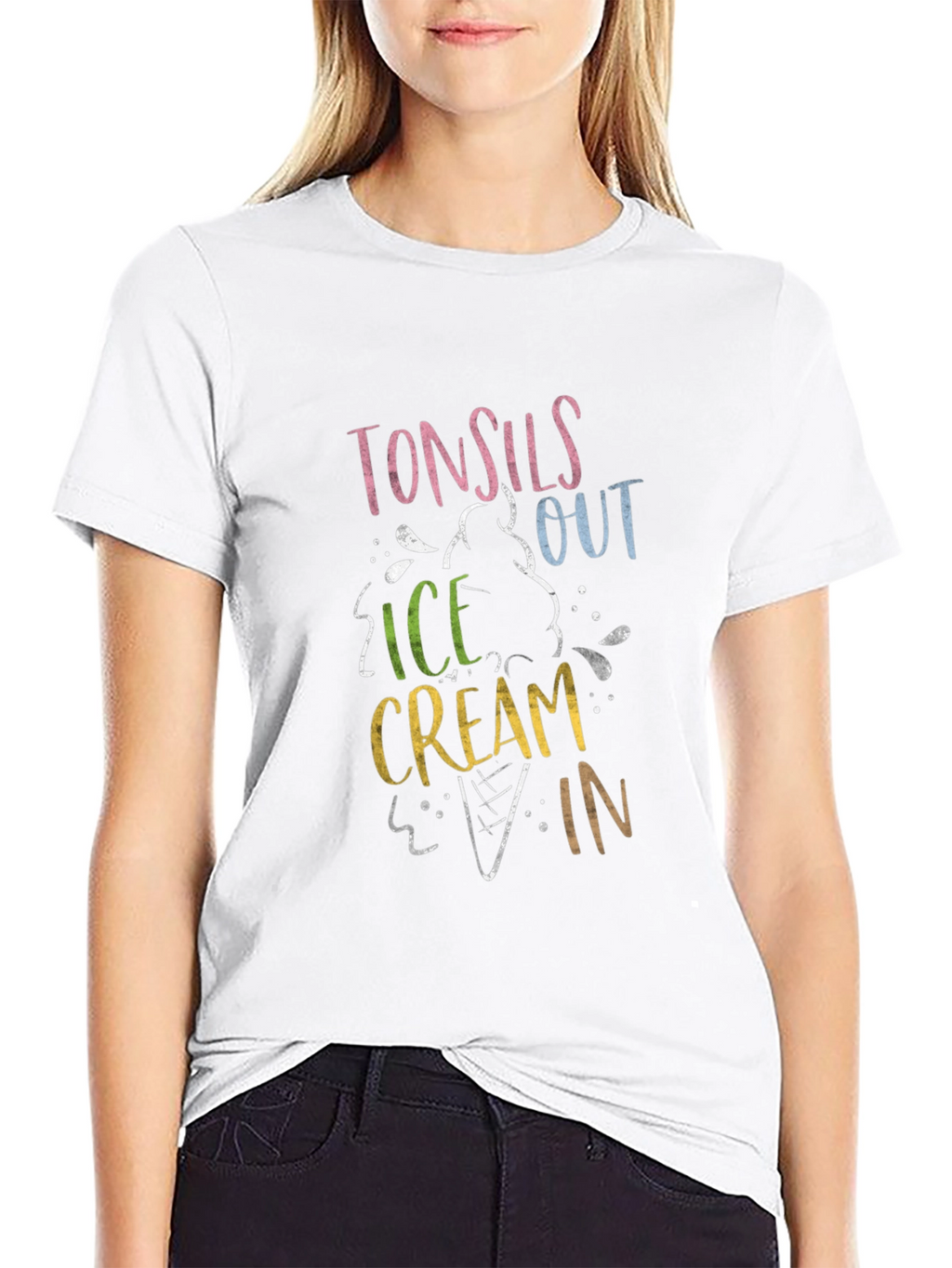 Tonsils Out Ice Cream In Black T-Shirt