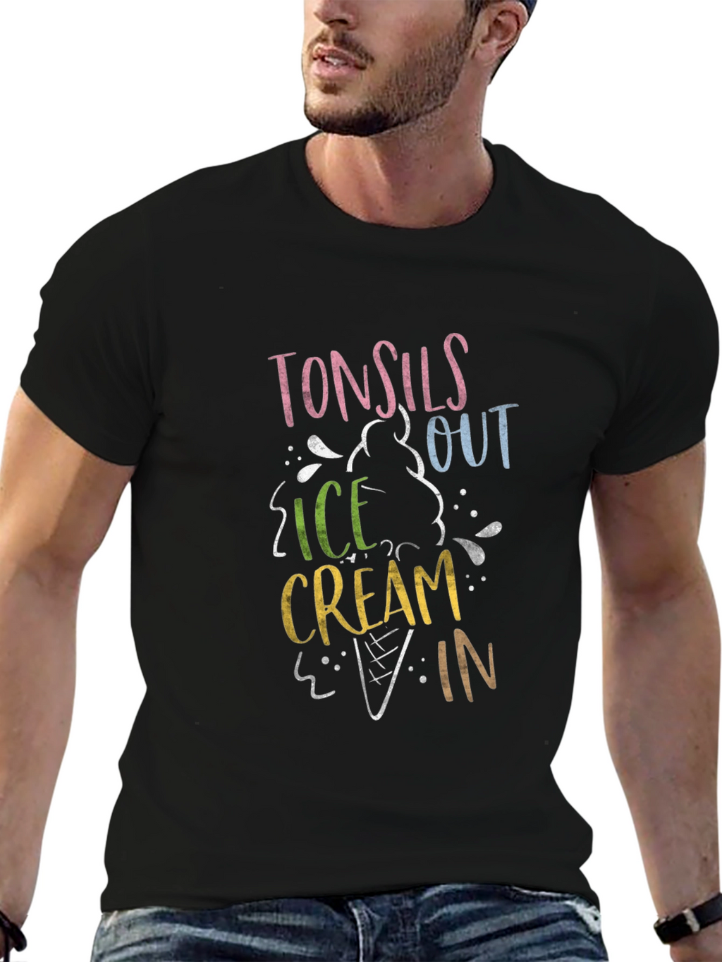 Tonsils Out Ice Cream In Black T-Shirt