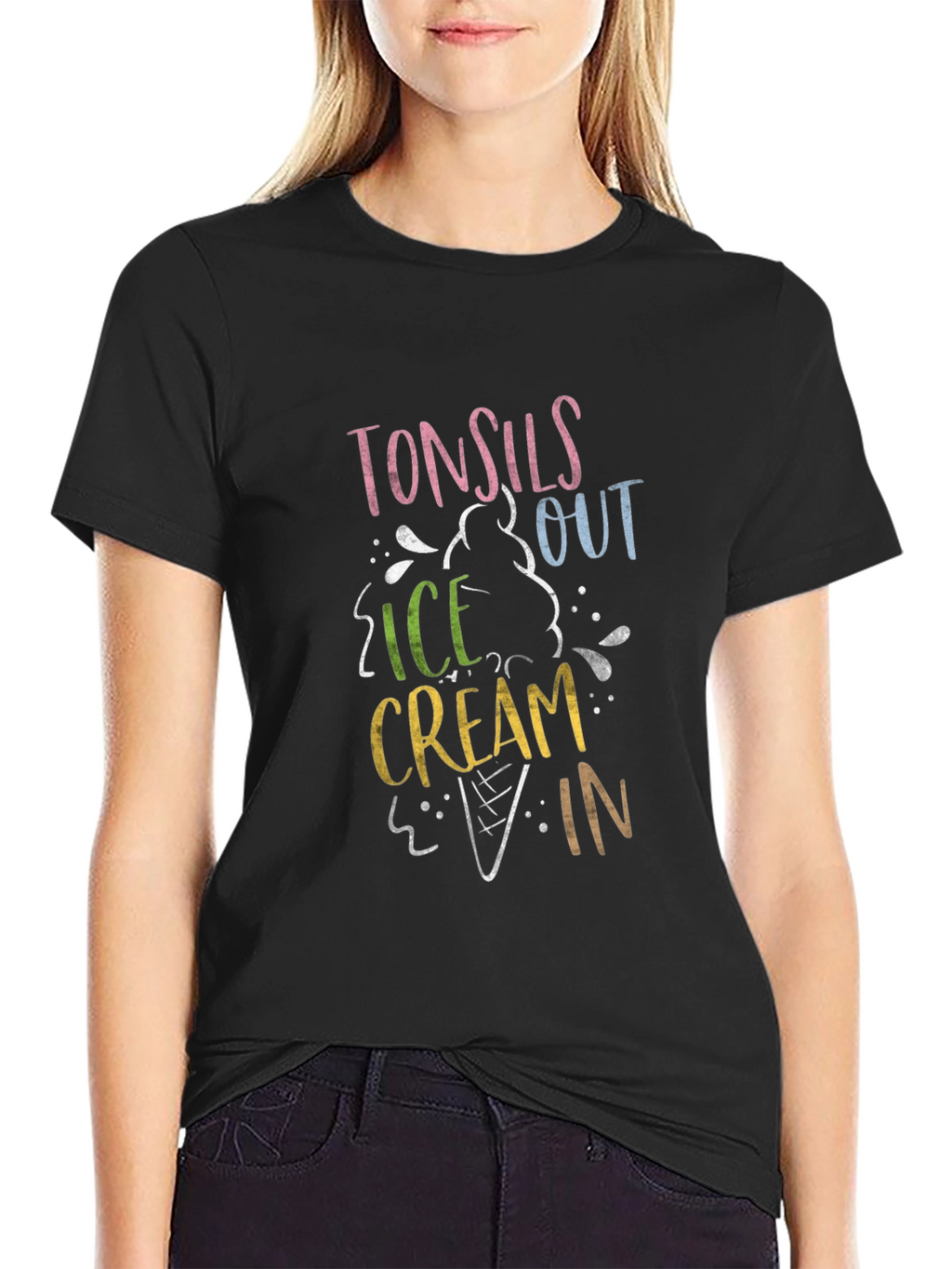 Tonsils Out Ice Cream In Black T-Shirt