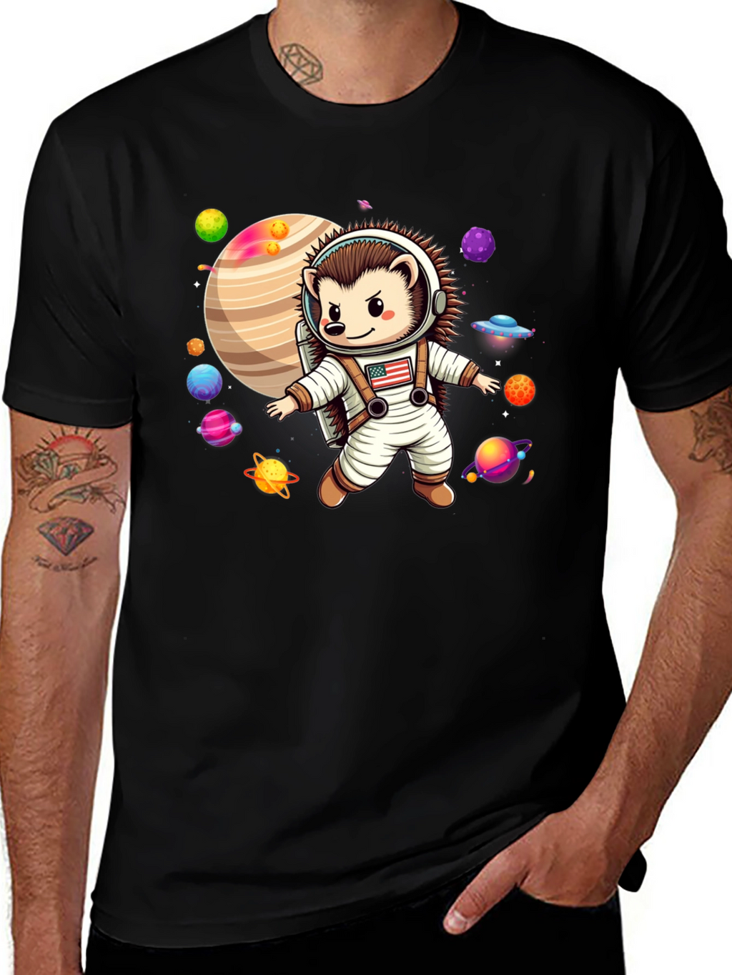 Astronaut Hedgehog Graphic T-Shirt