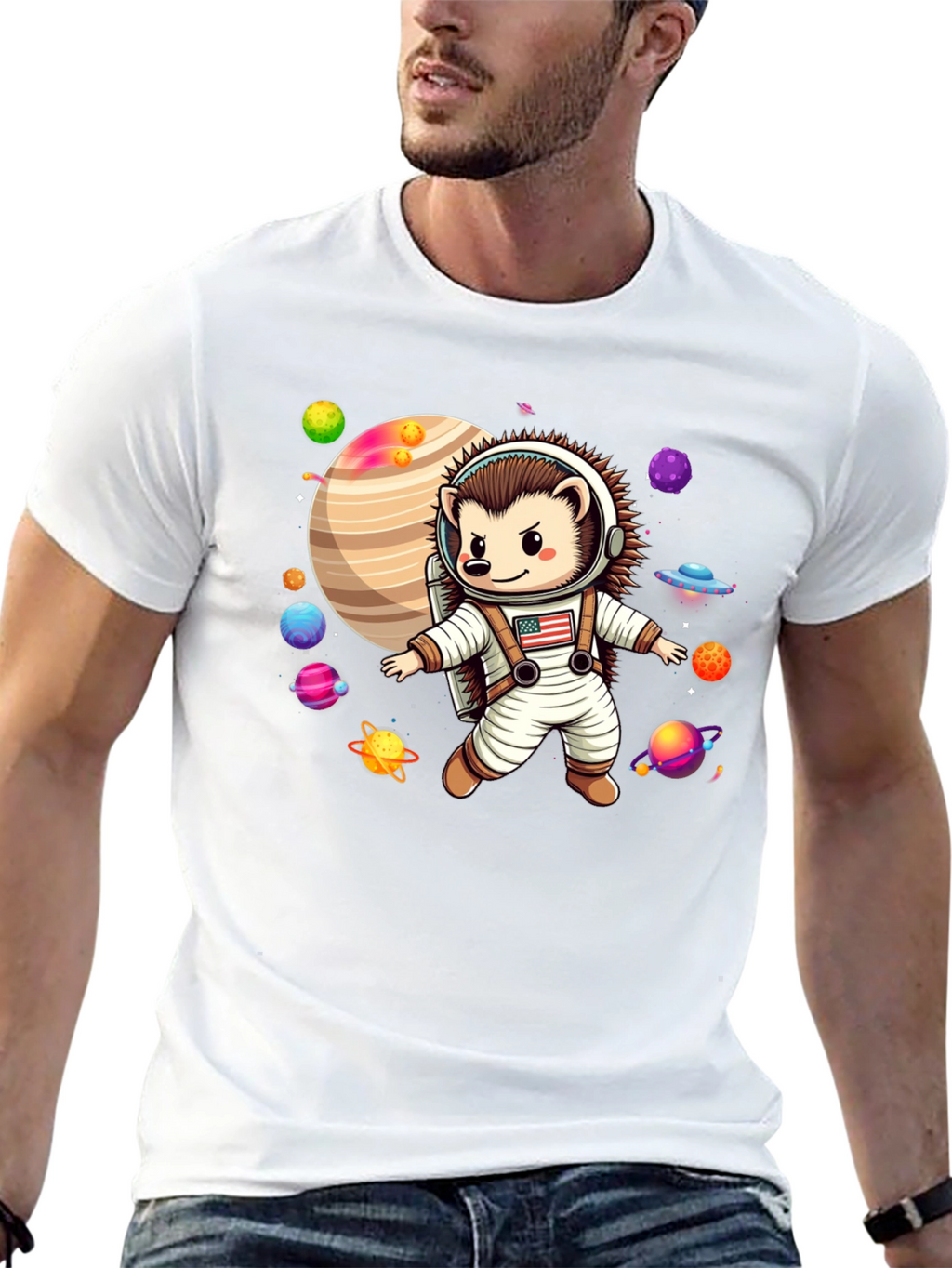 Astronaut Hedgehog Graphic T-Shirt