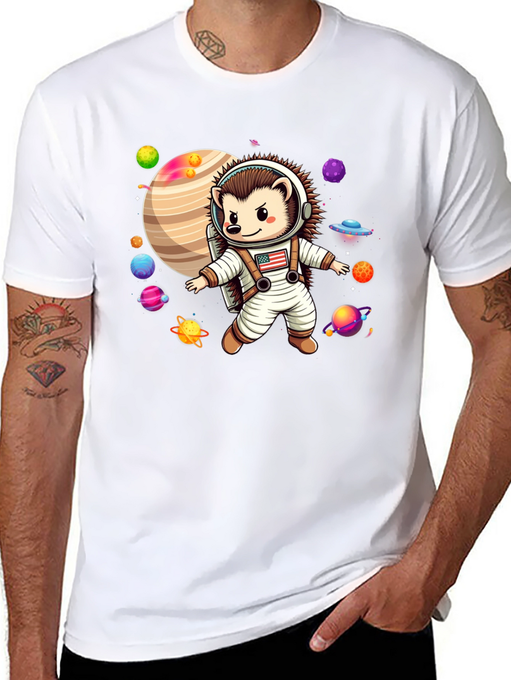 Astronaut Hedgehog Graphic T-Shirt