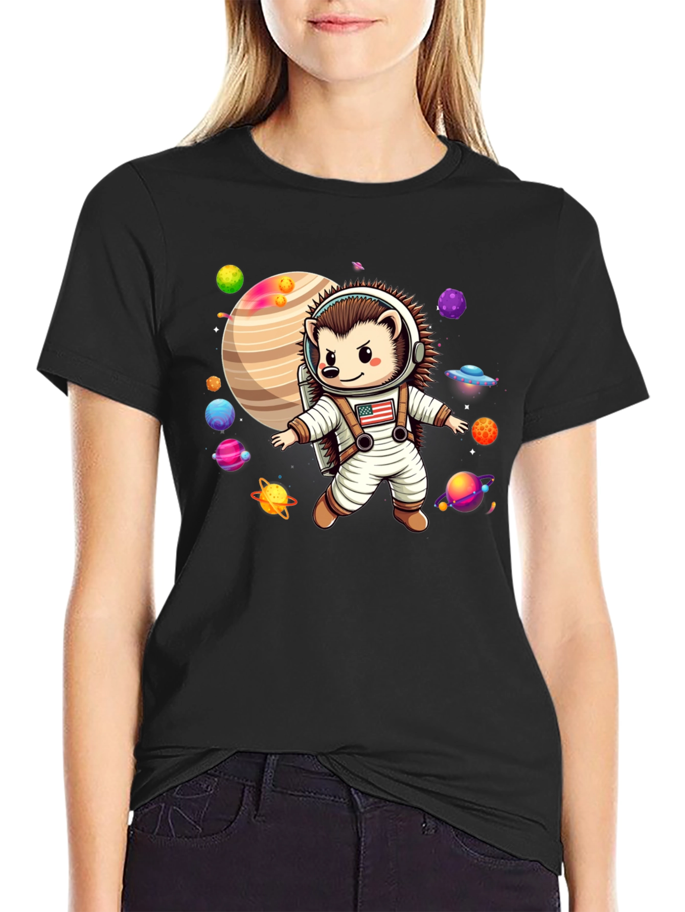 Astronaut Hedgehog Graphic T-Shirt