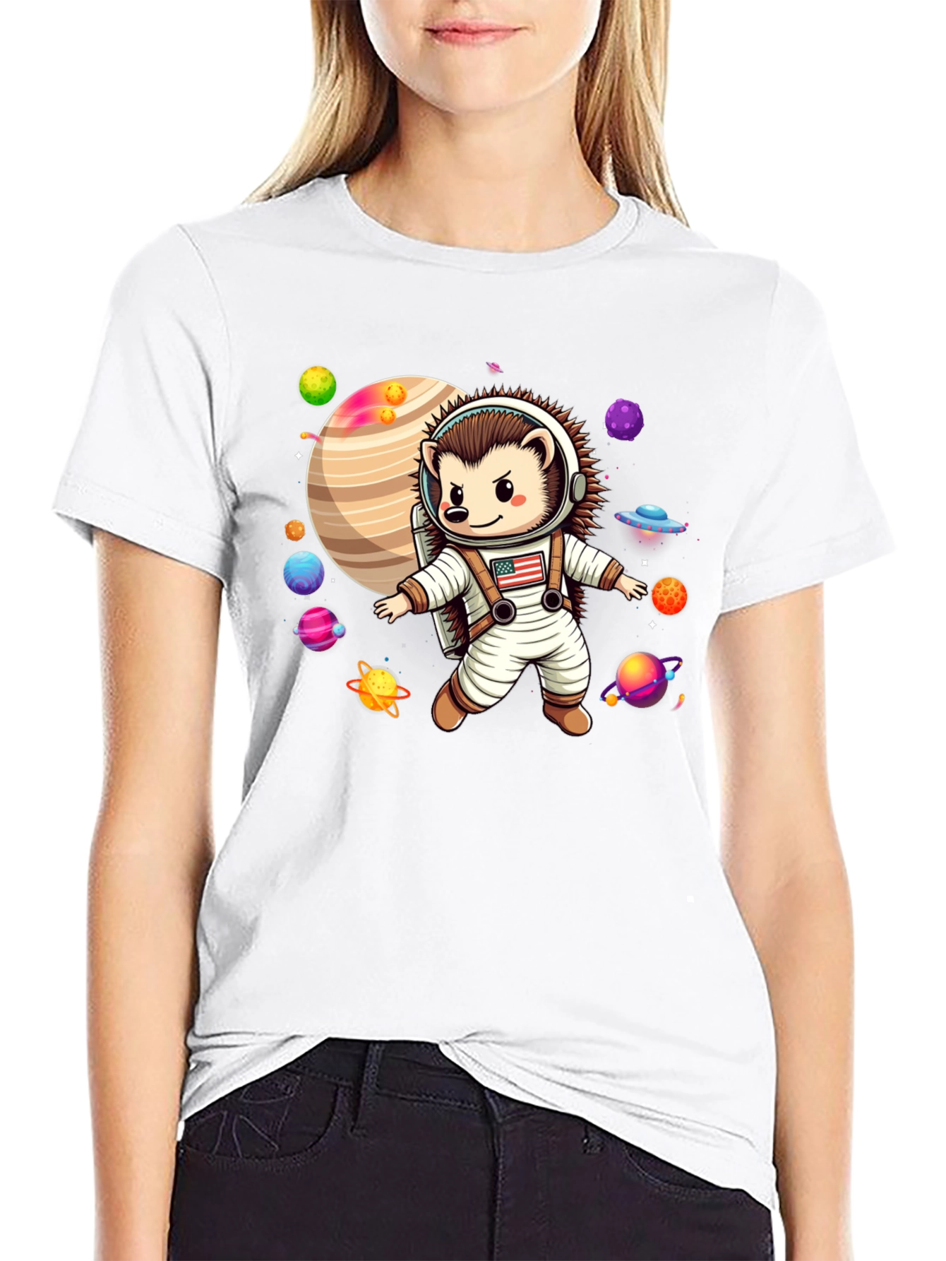 Astronaut Hedgehog Graphic T-Shirt