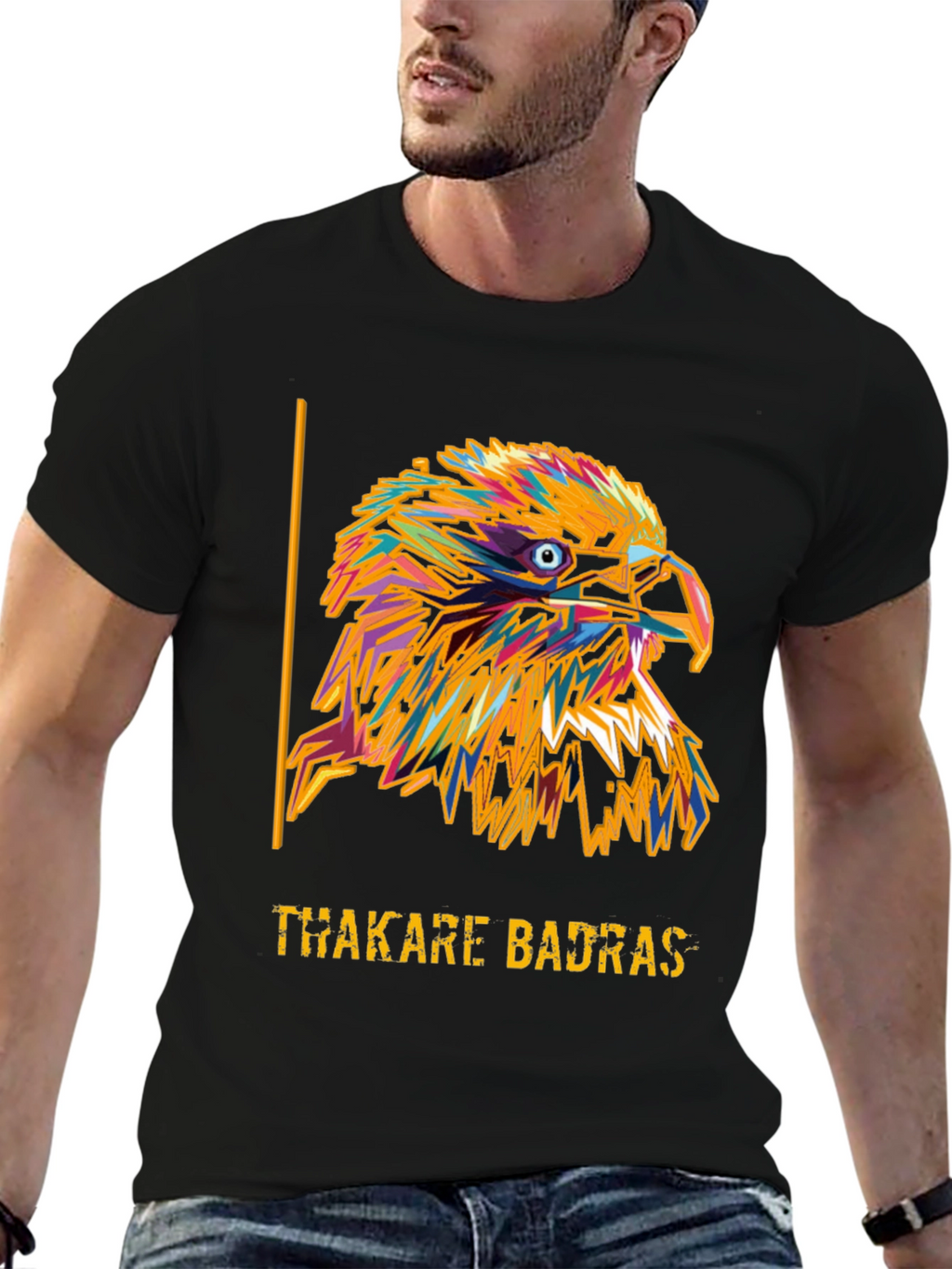 Eagle Graphic Print Black T-Shirt