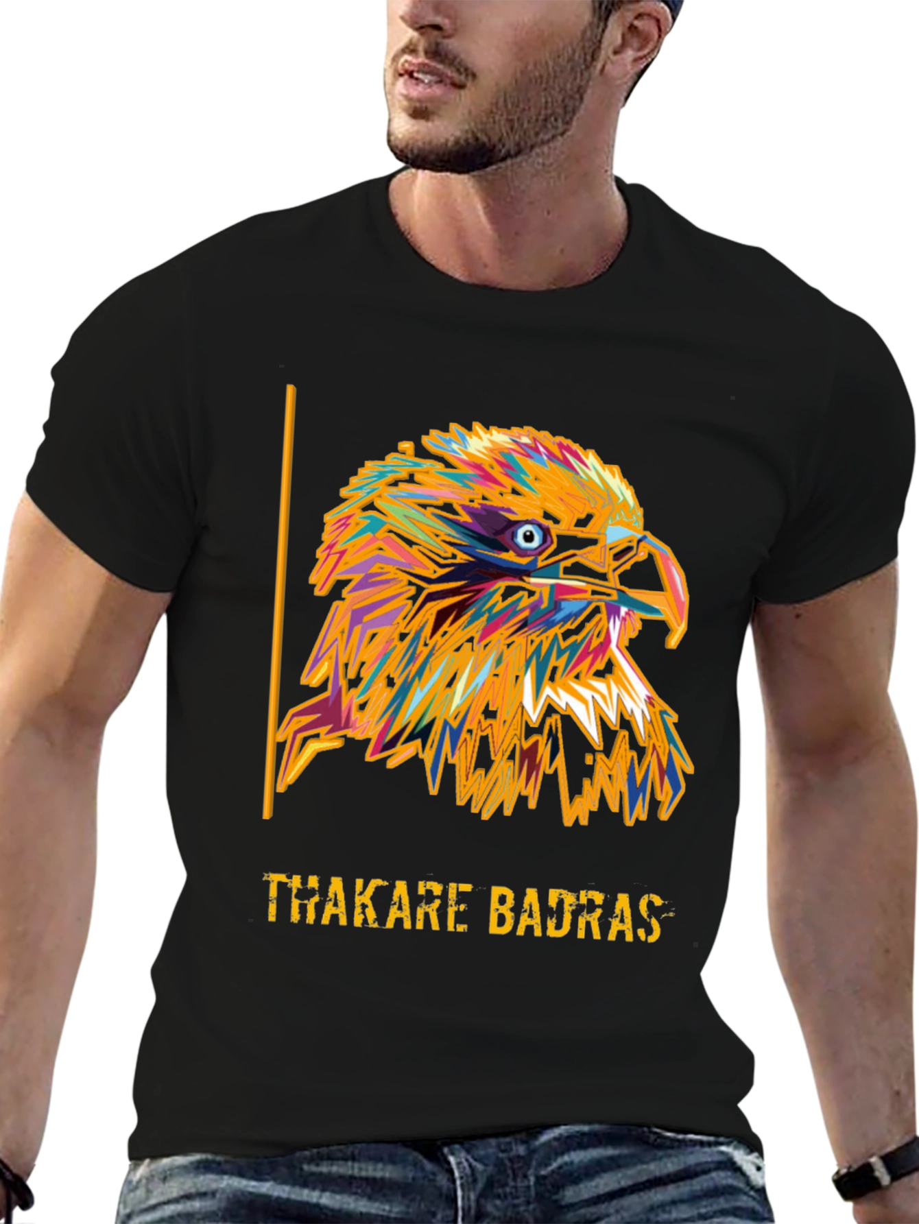Eagle Graphic Print Black T-Shirt