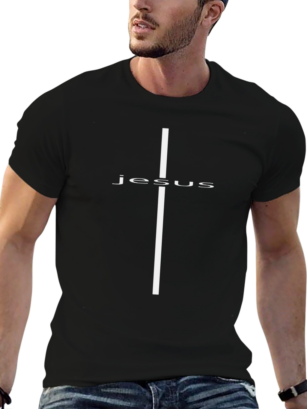 Jesus Cross Graphic Tee - Black Religious T-Shirt